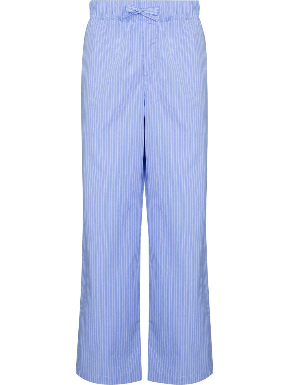 TEKLA striped drawstring pajama bottoms - Blue