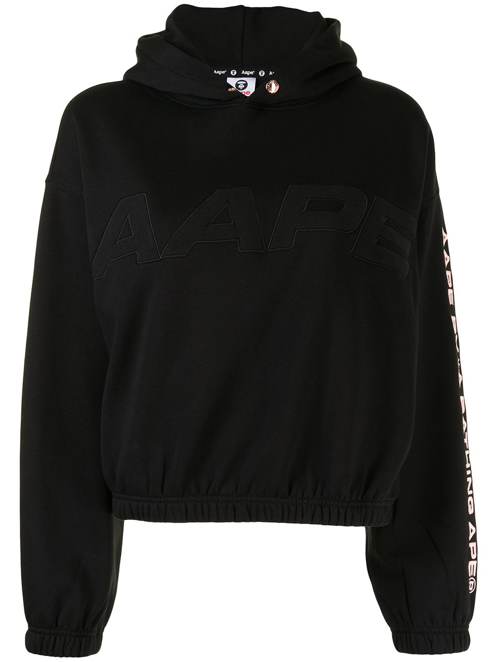 AAPE BY *A BATHING APE® embroidered-logo elasticated hoodie - Black