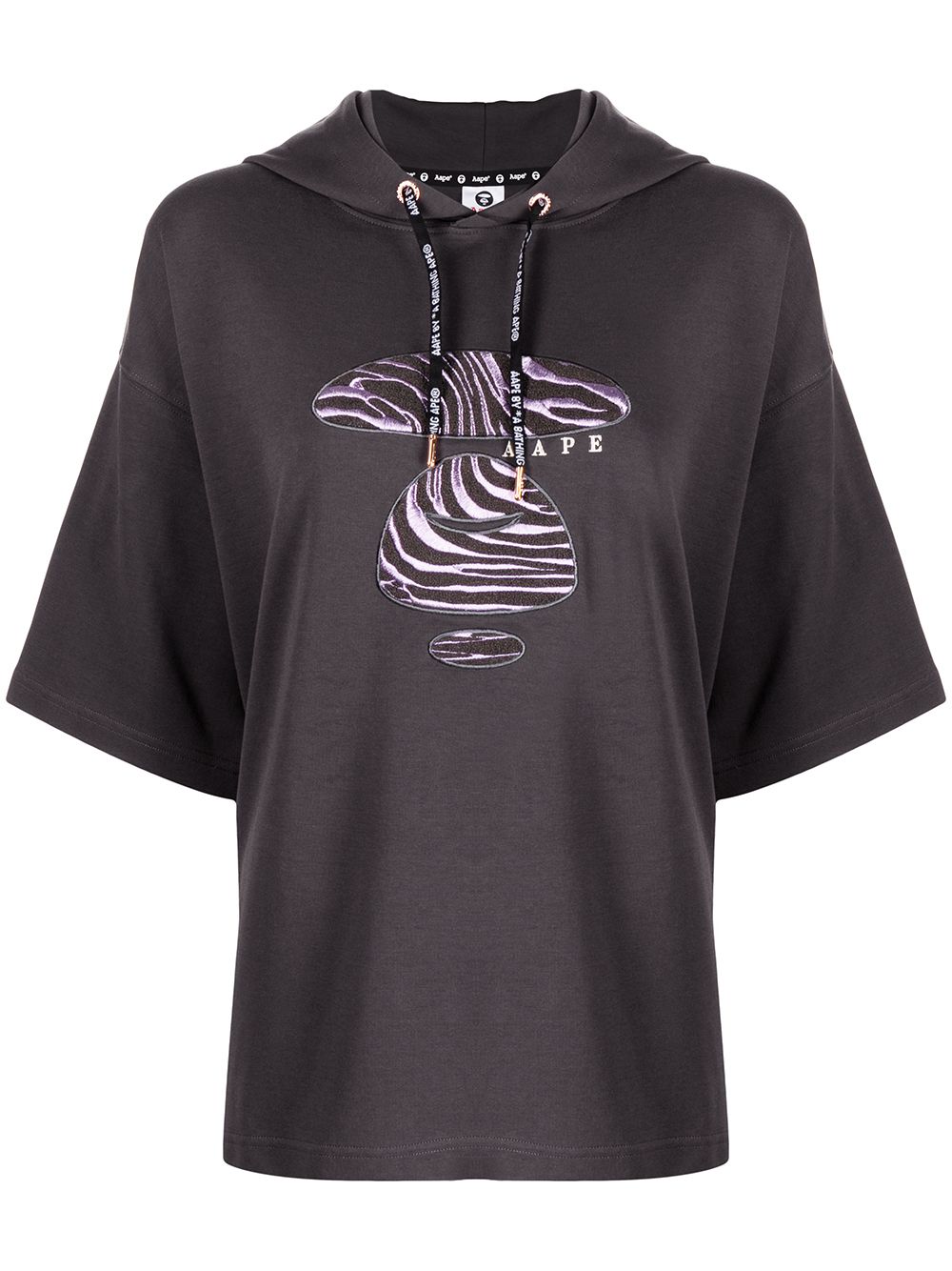 AAPE BY *A BATHING APE® short-sleeve logo-appliqué hoodie - Grey