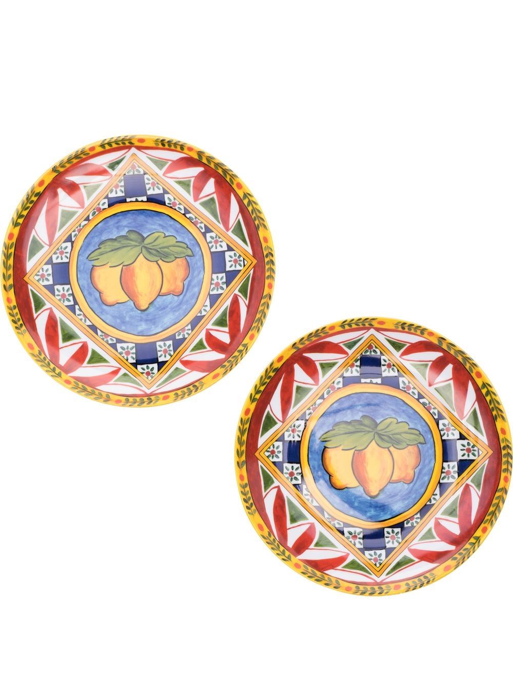 Dolce & Gabbana graphic-print dinner plates (set of 2) - Red