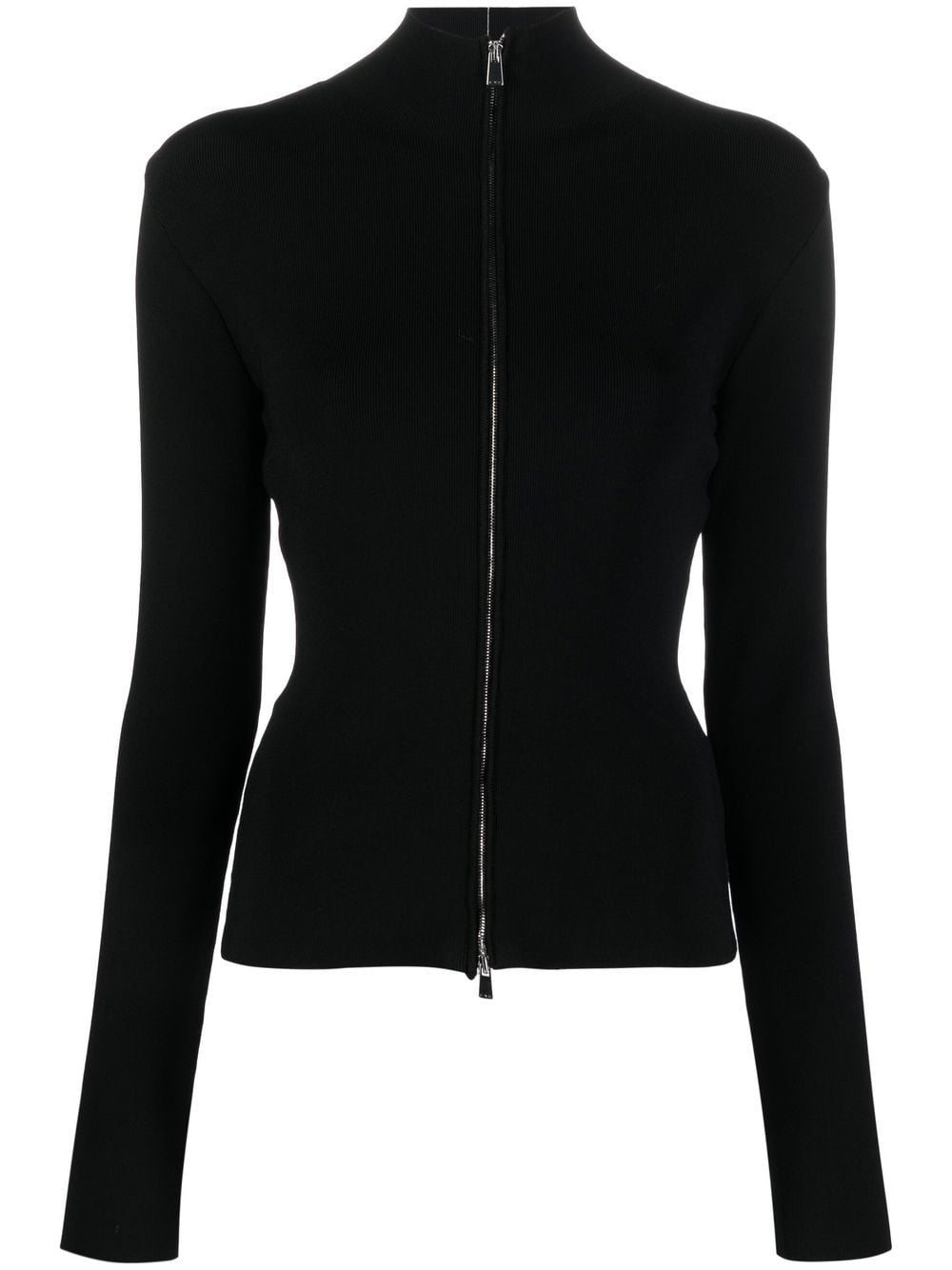 There Was One contrasting-trim zip-up cardigan - Black