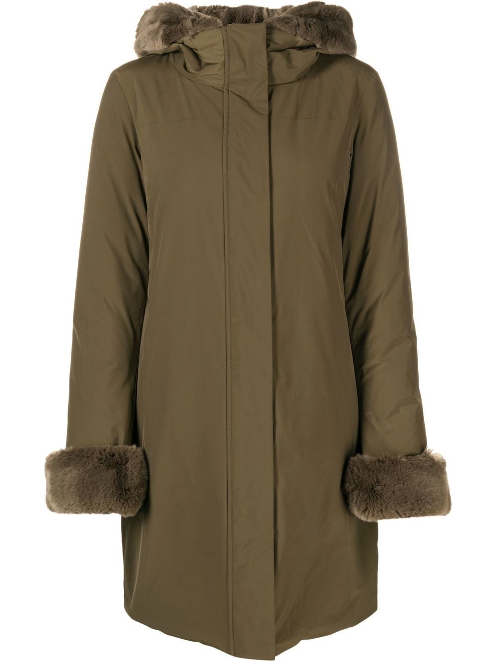 Woolrich contrast-trim hooded parka - Green