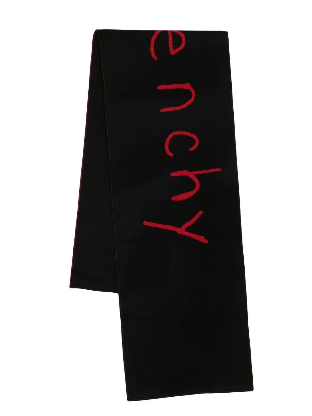 Givenchy logo embroidered wool scarf - Black