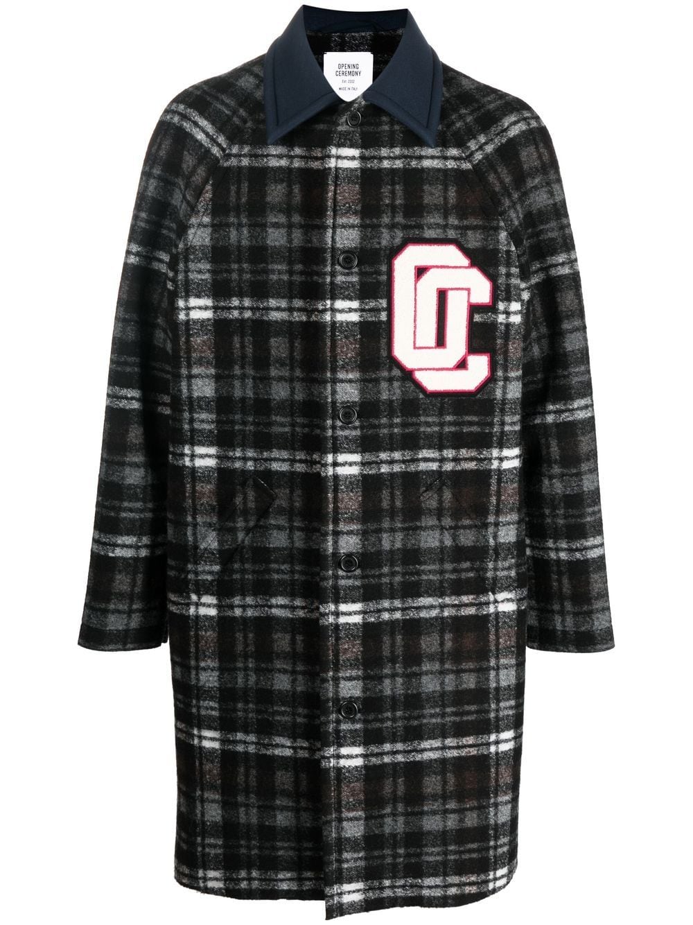 Opening Ceremony OC patch bonded wool coat - Blue