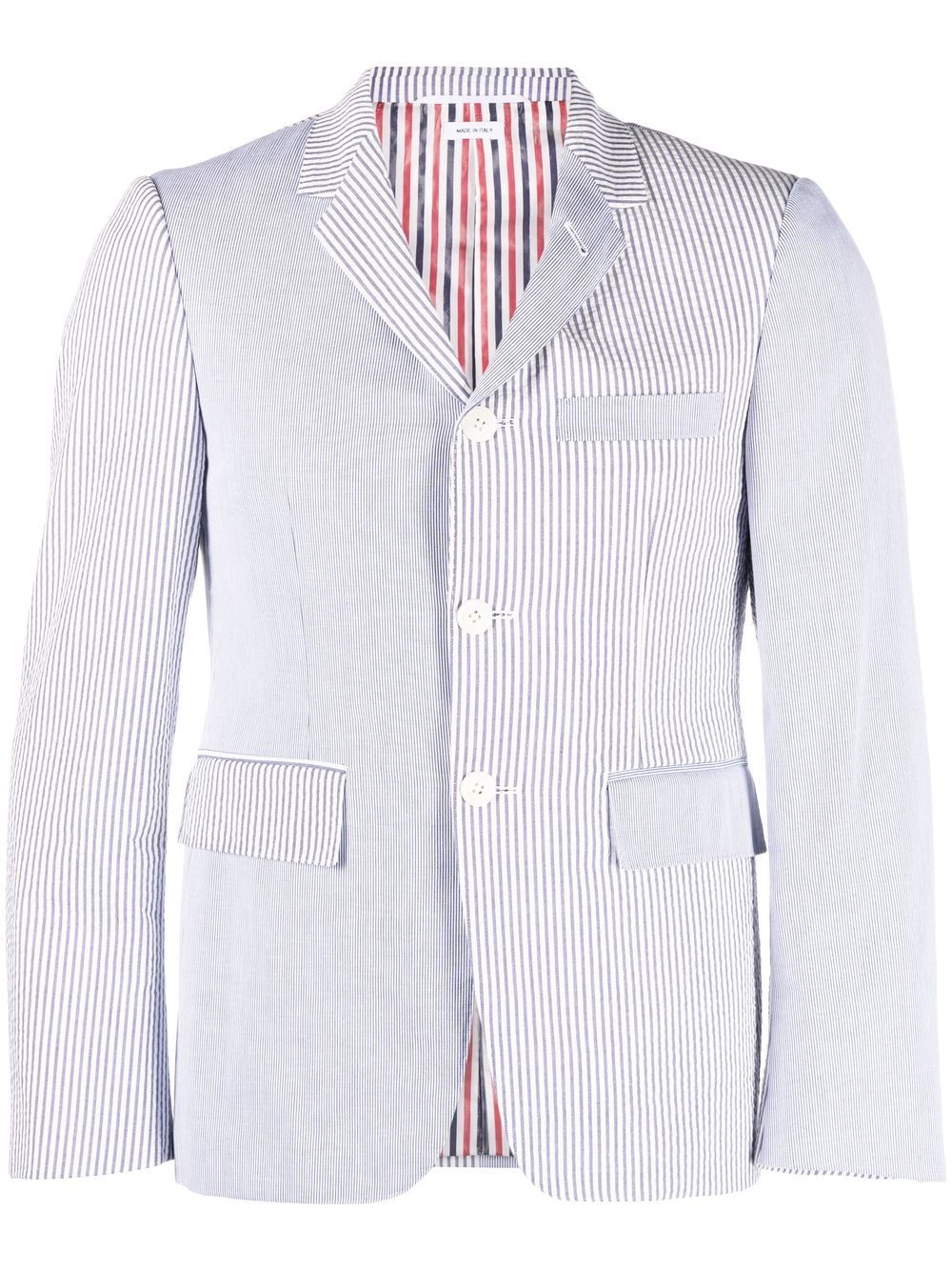 Thom Browne seersucker patchwork tailored blazer - Blue