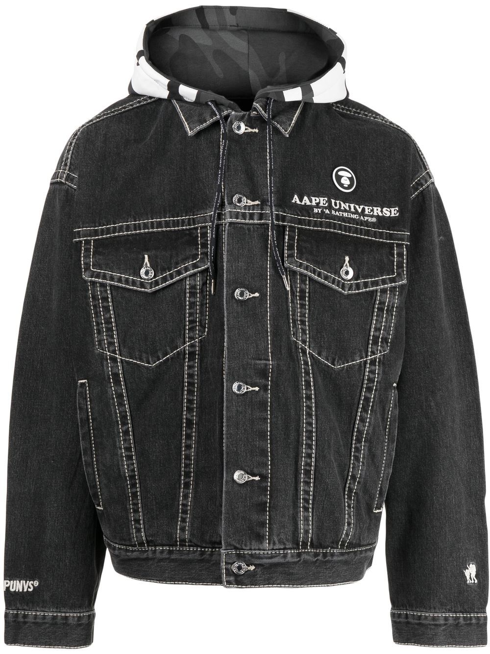 AAPE BY *A BATHING APE® logo-embroidered denim jacket - Black