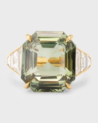 18K Ceylon Sapphire and Diamond Statement Ring, Size 6