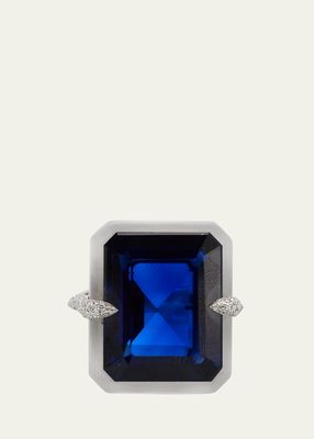 18k White Gold Sapphire and Diamond Ring, EU 52 / US 6