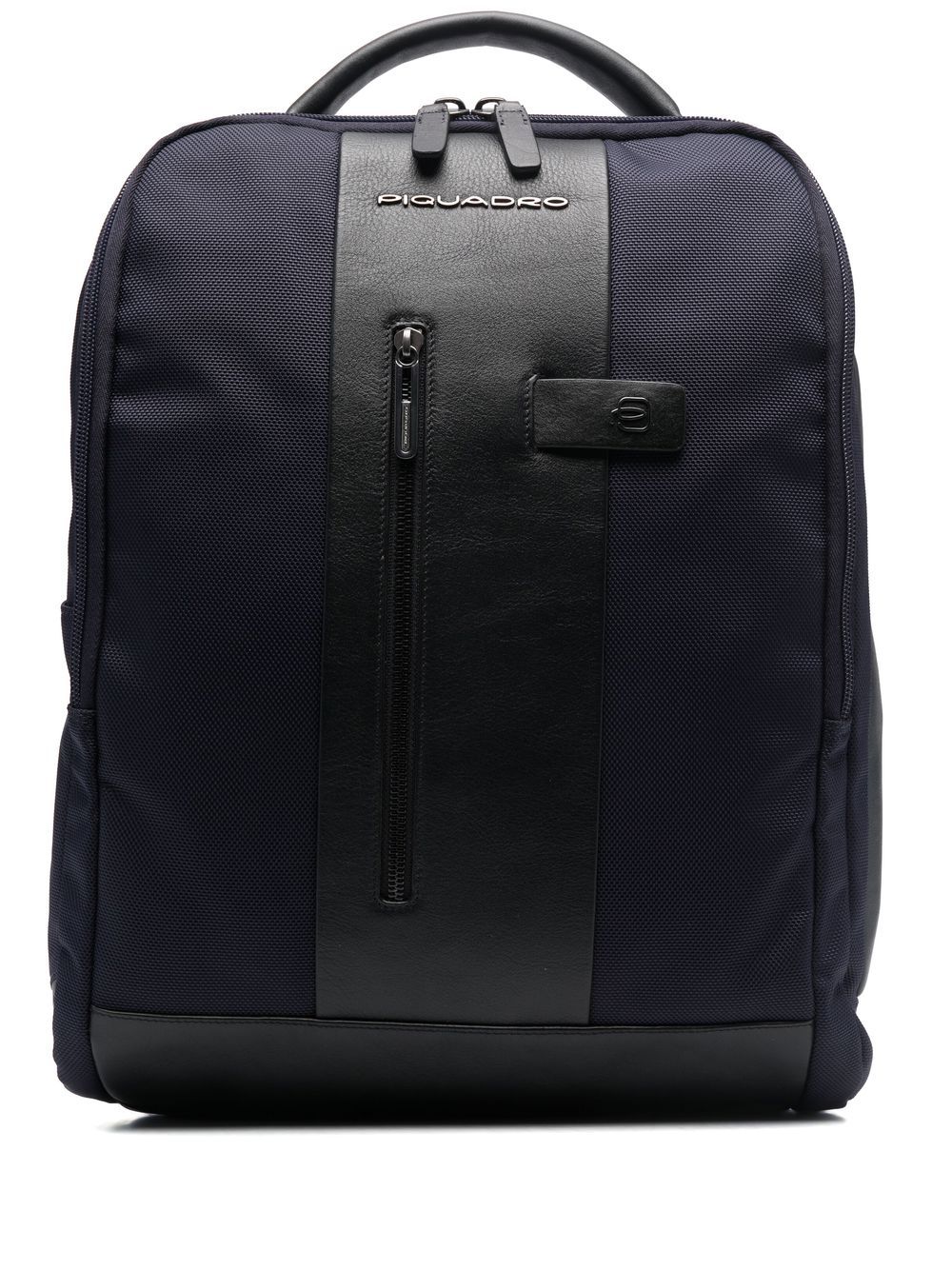 PIQUADRO two-tone logo-patch backpack - Blue