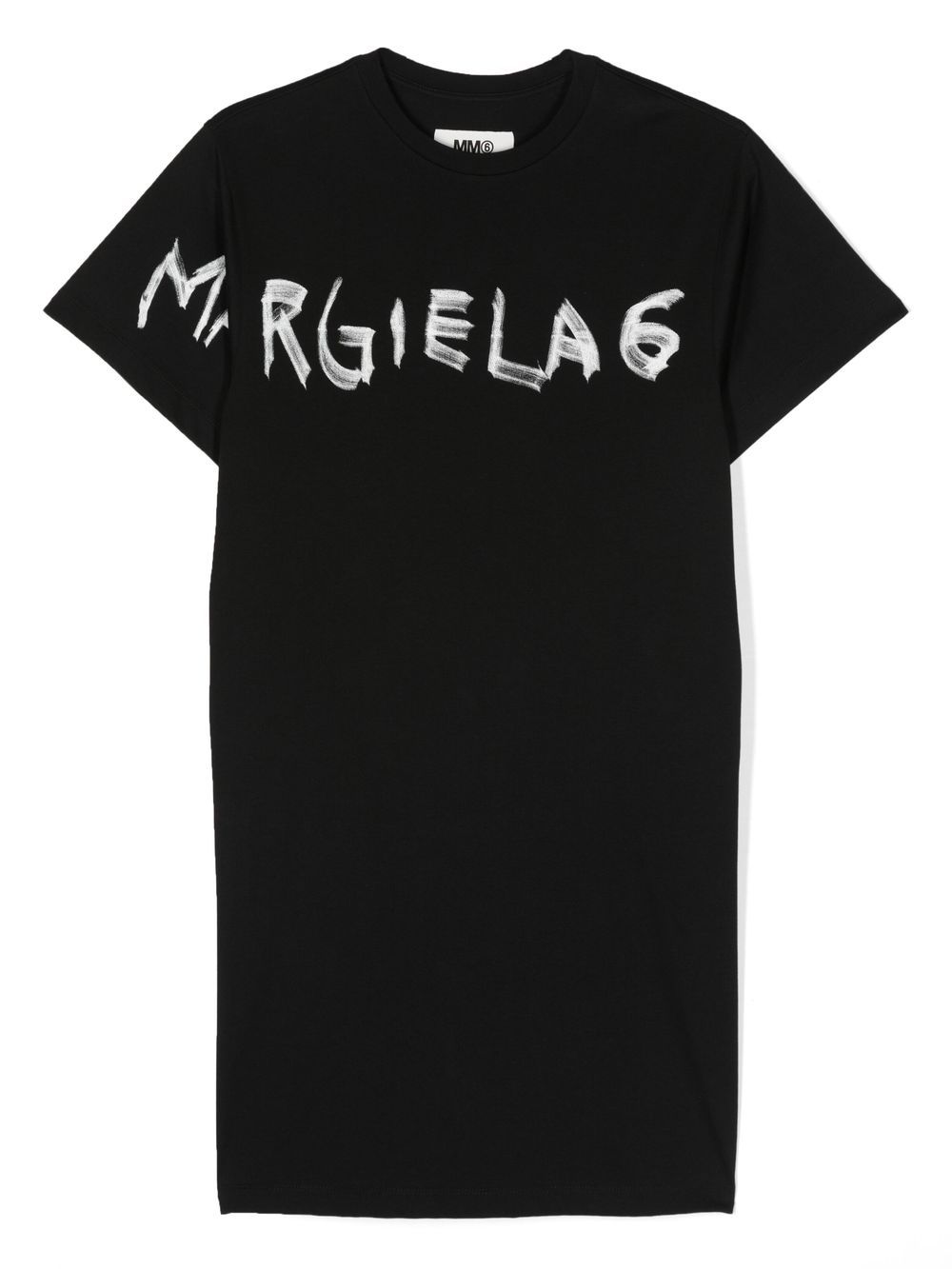 MM6 Maison Margiela Kids graphic logo print cotton T-shirt dress - Black