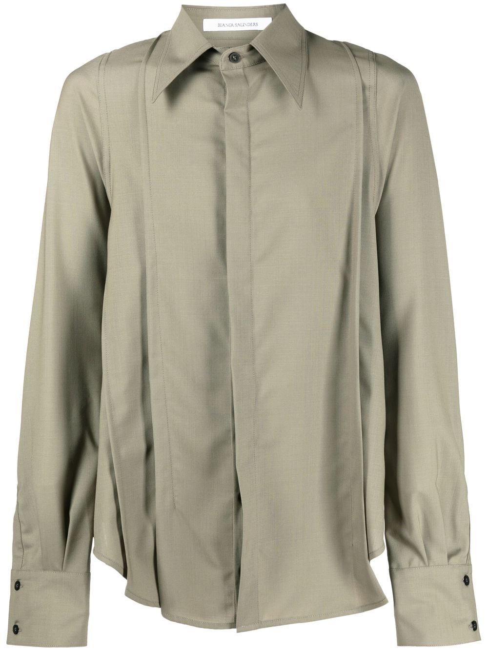 Bianca Saunders pin tucked merino wool shirt - Green