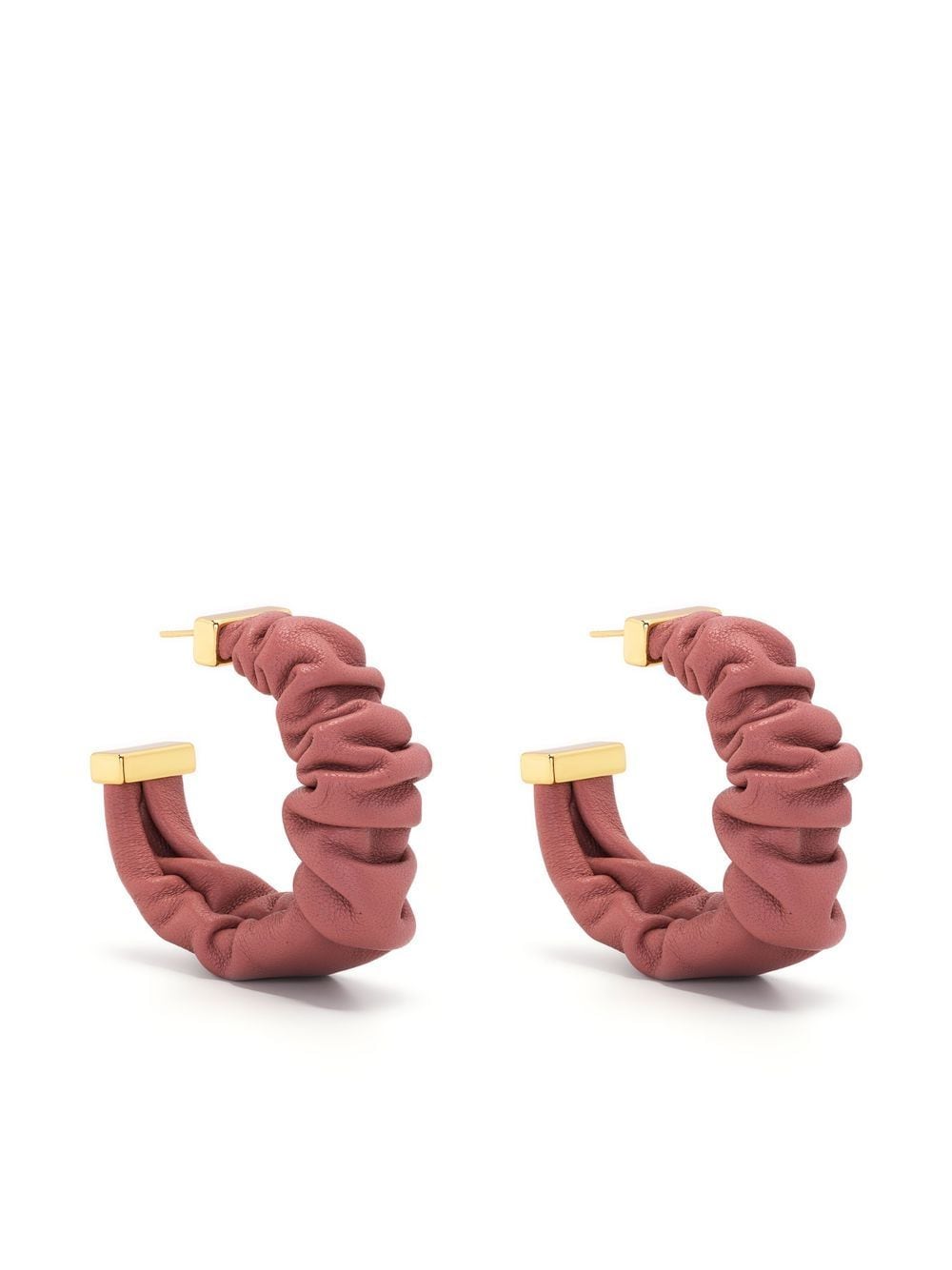 Cult Gaia Sanura ruched leather hoops - Pink