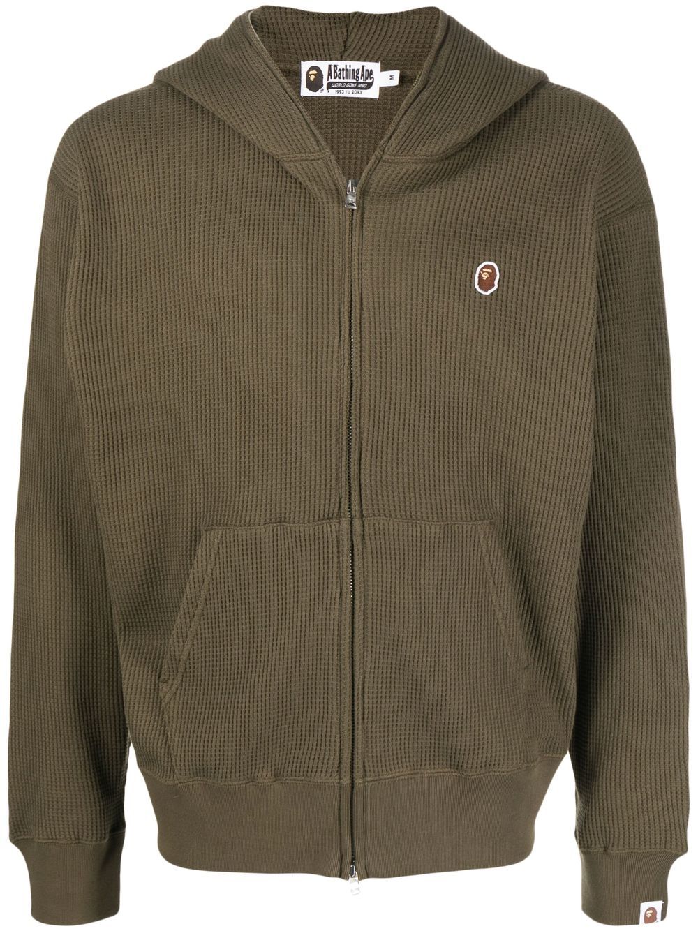 A BATHING APE® logo-patch textured hoodie - Green