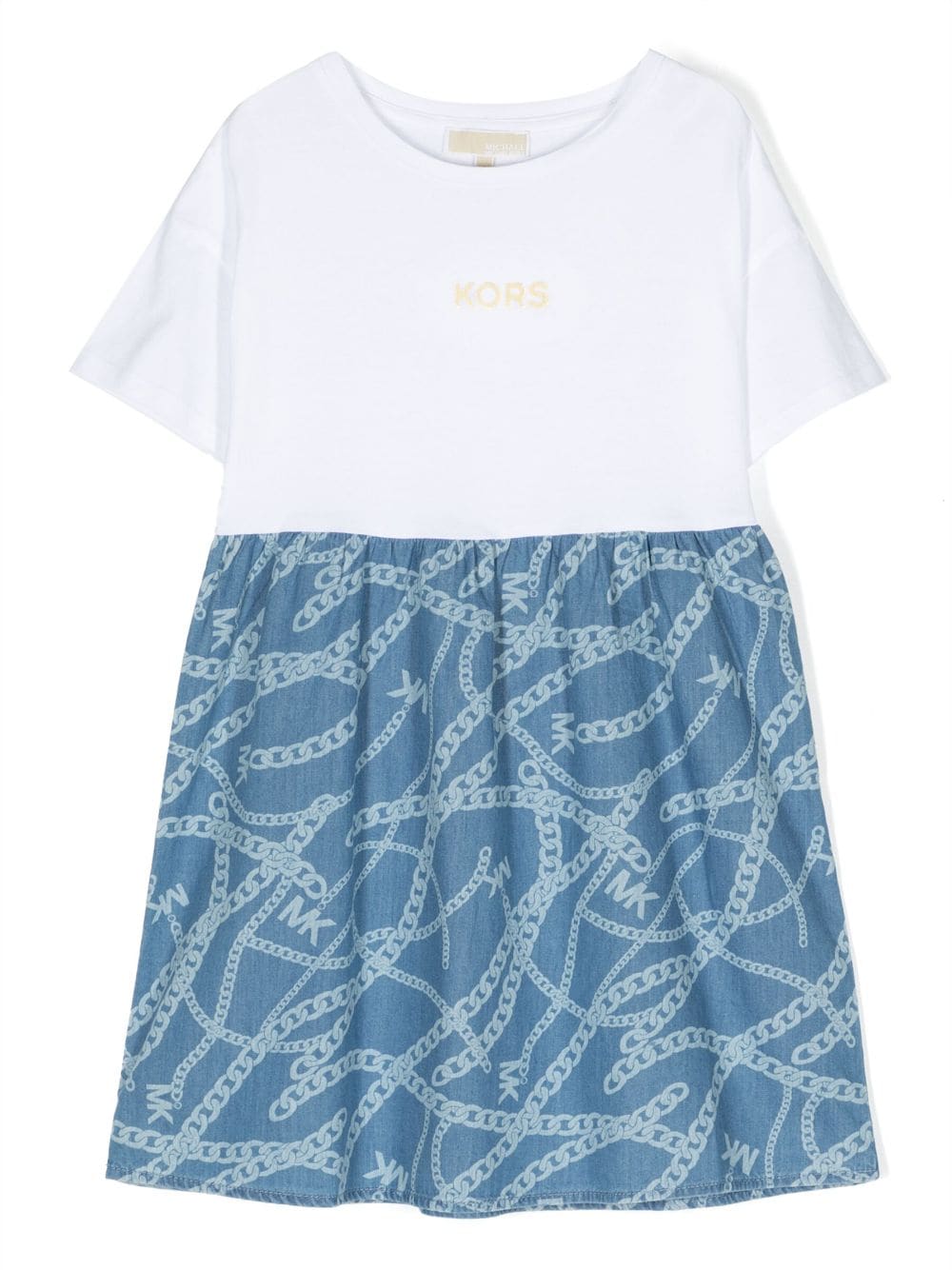 Michael Kors Kids chain-link print short-sleeve dress - Blue