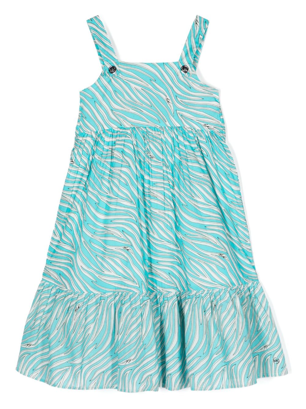 Michael Kors Kids ruffled-trim printed dress - Blue