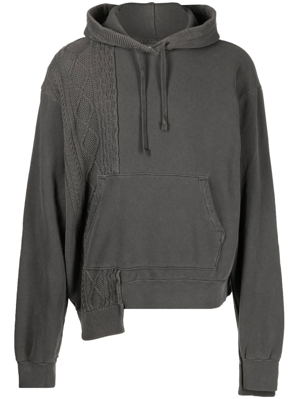 John Elliott cable knit reconstructed hoodie - Grey