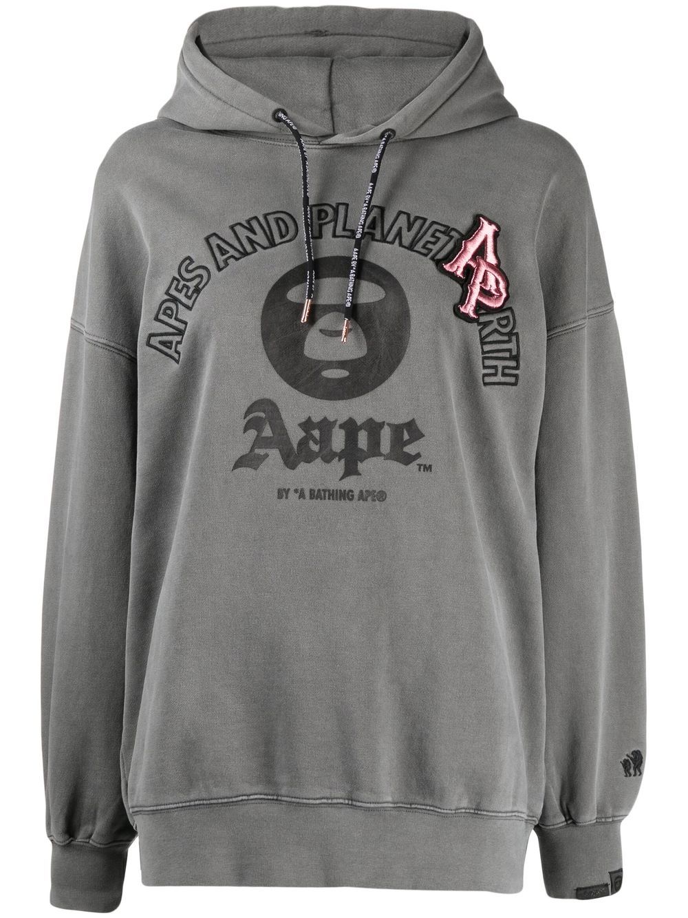 AAPE BY *A BATHING APE® logo-patch graphic hoodie - Grey