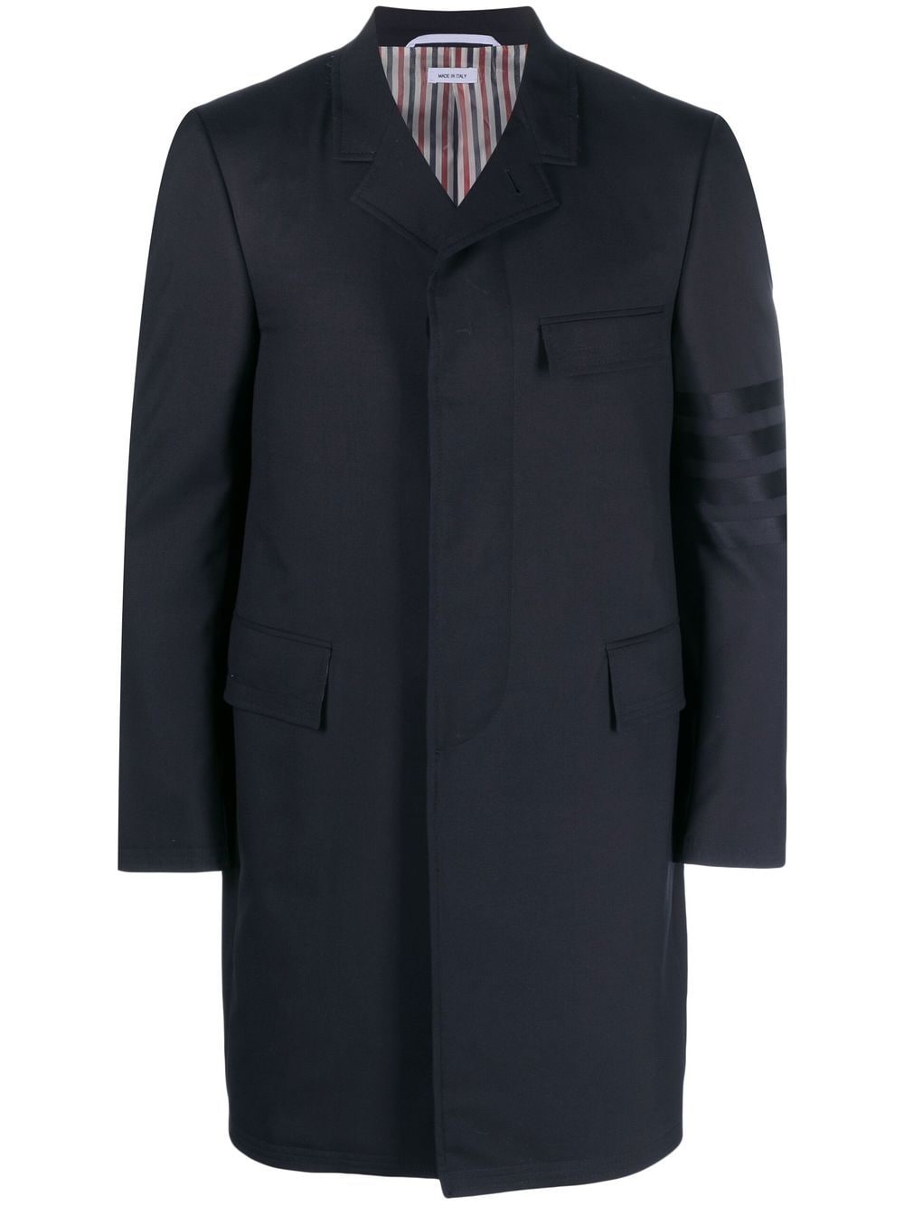 Thom Browne stripe-detail single-breasted coat - Blue