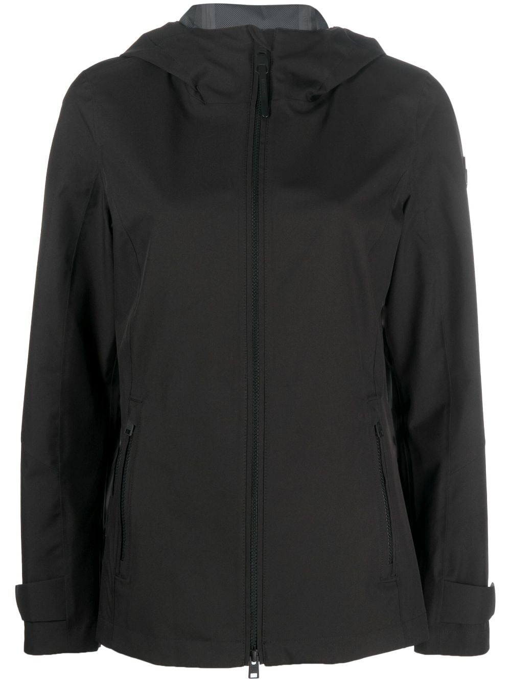 Woolrich logo-patch hooded zip-up jacket - Black