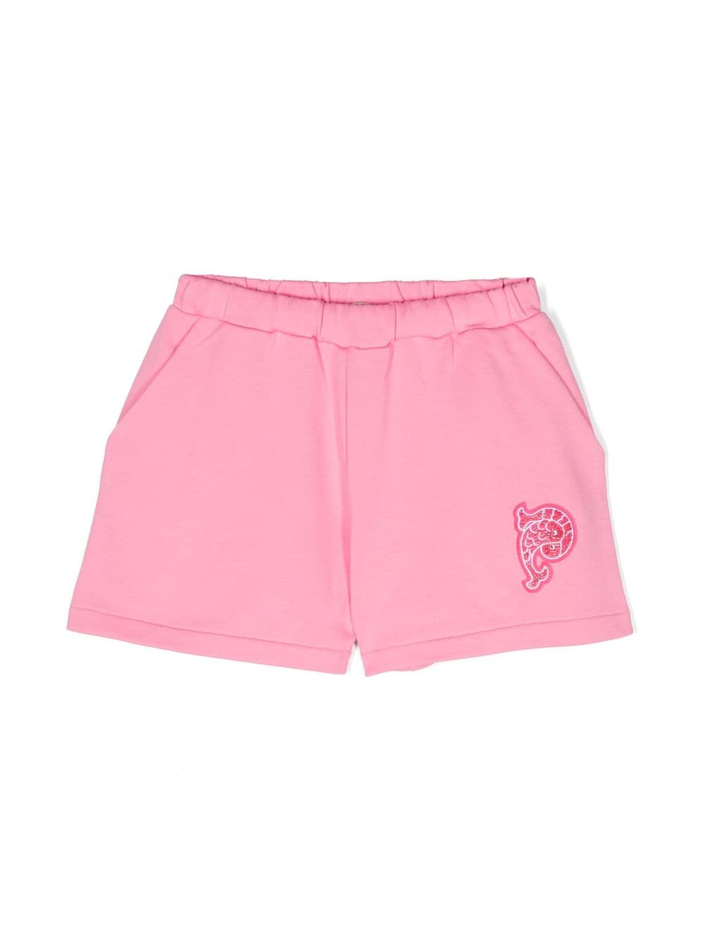 PUCCI Junior logo-embroidered cotton shorts - Pink