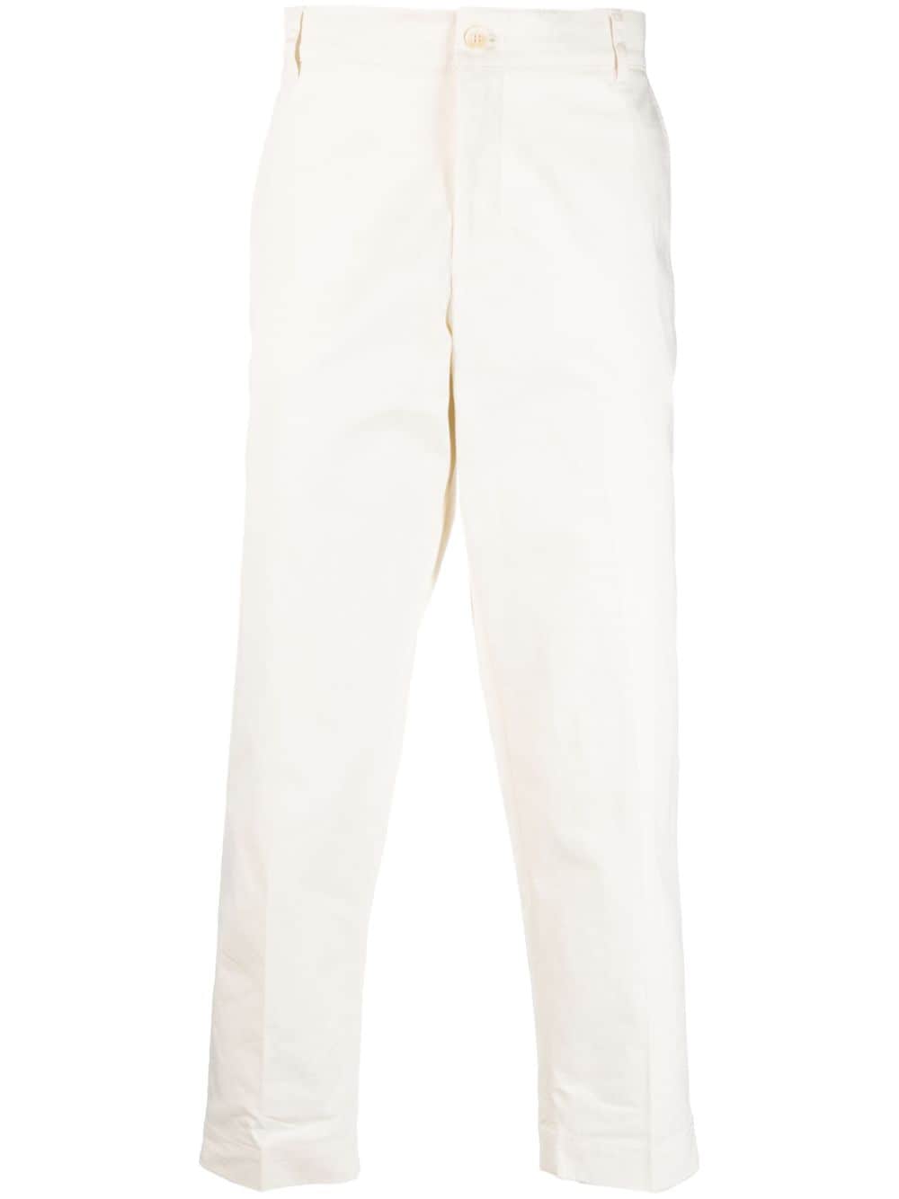 Maison Kitsuné cropped cotton trousers - White