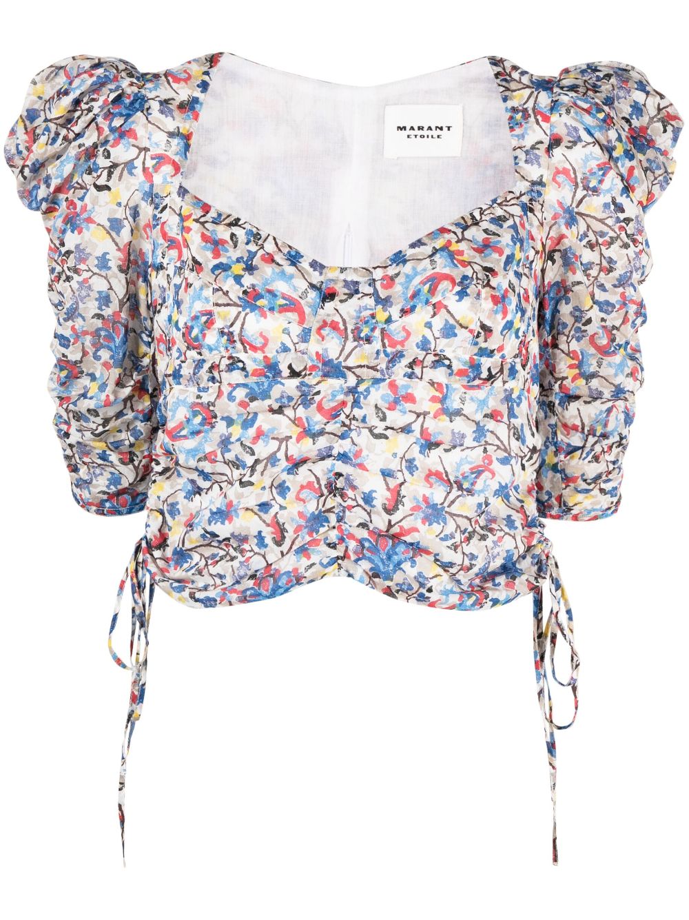 MARANT ÉTOILE floral-print cotton top - White