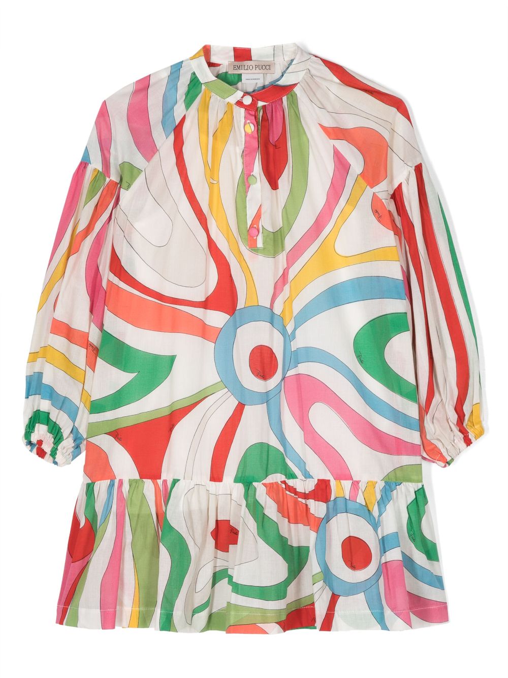 PUCCI Junior stripe-pattern cotton dress - Neutrals