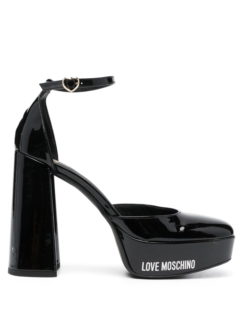 Love Moschino 120mm logo-print leather pumps - Black