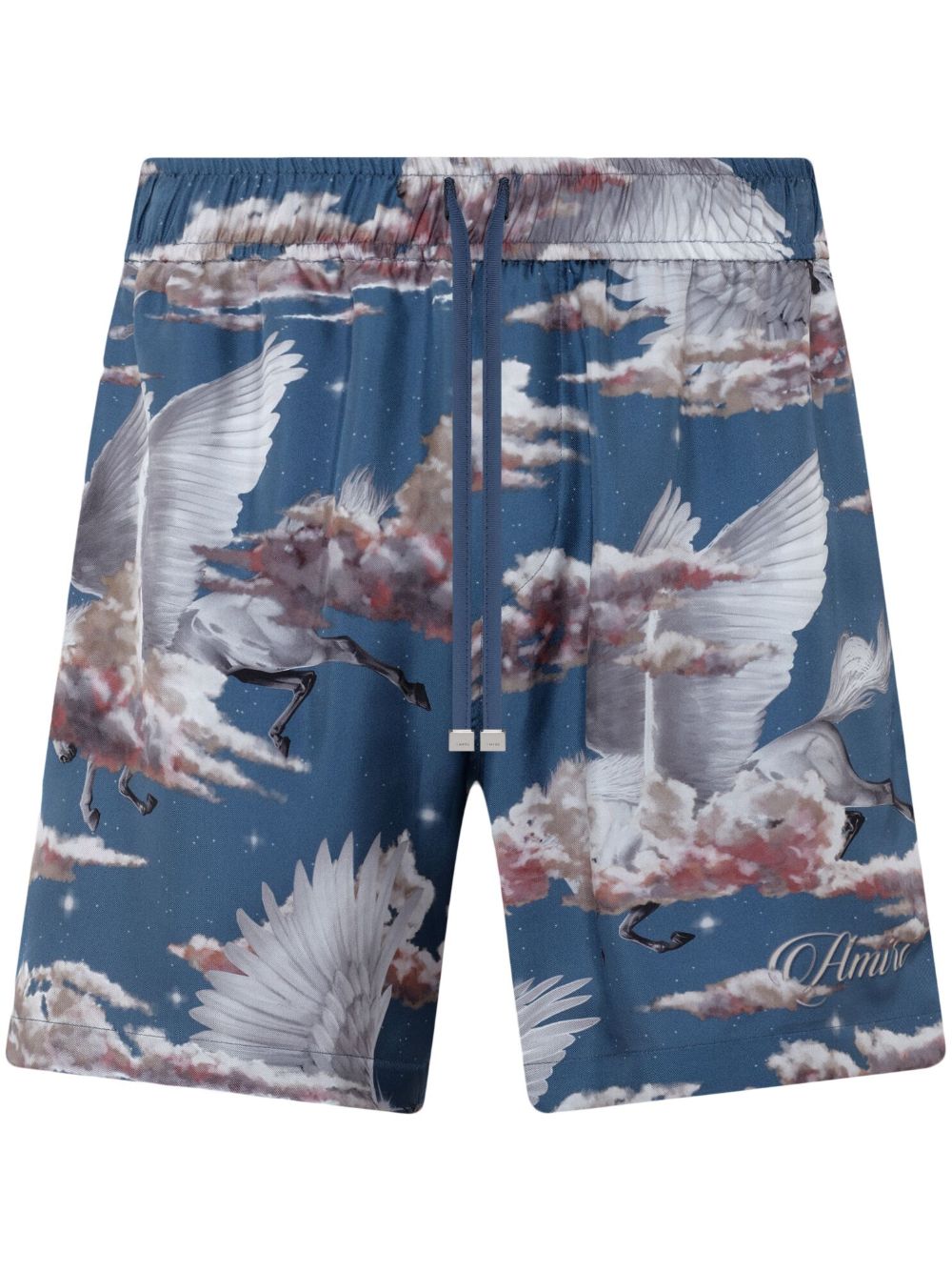 AMIRI graphic-print pyjama shorts - Blue