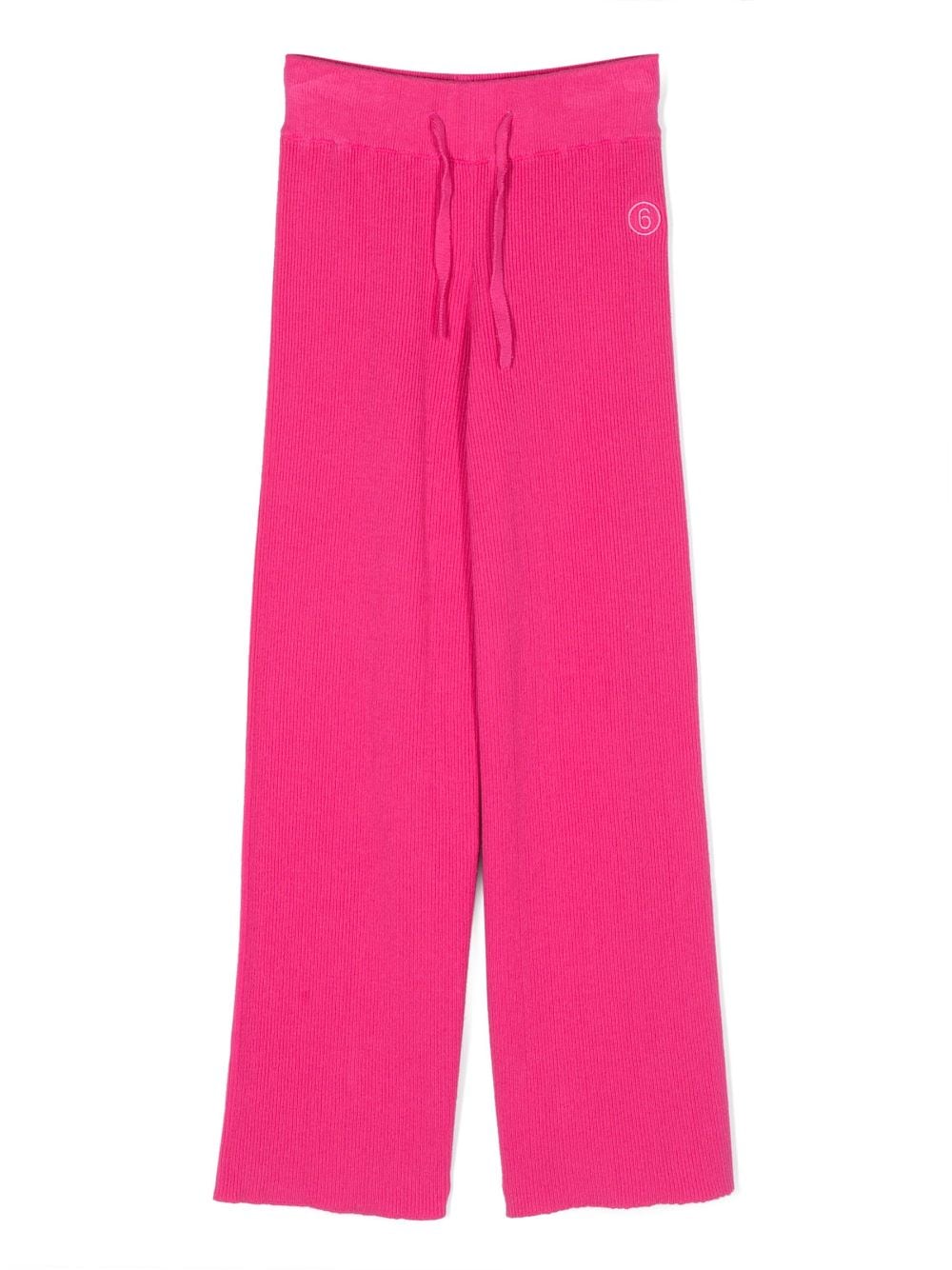 MM6 Maison Margiela Kids logo drawstring knit trousers - Pink