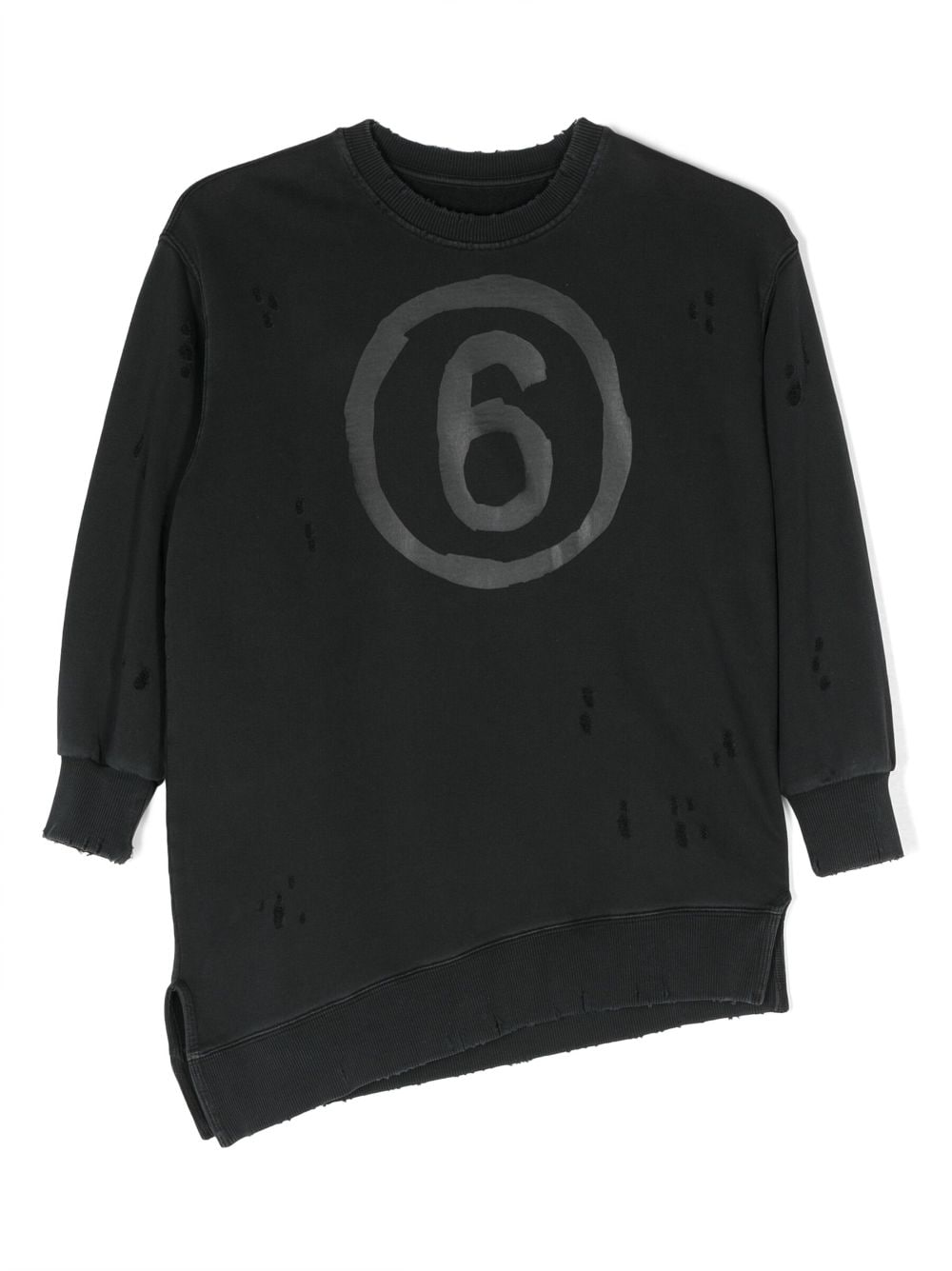 MM6 Maison Margiela Kids logo-print distressed cotton dress - Black