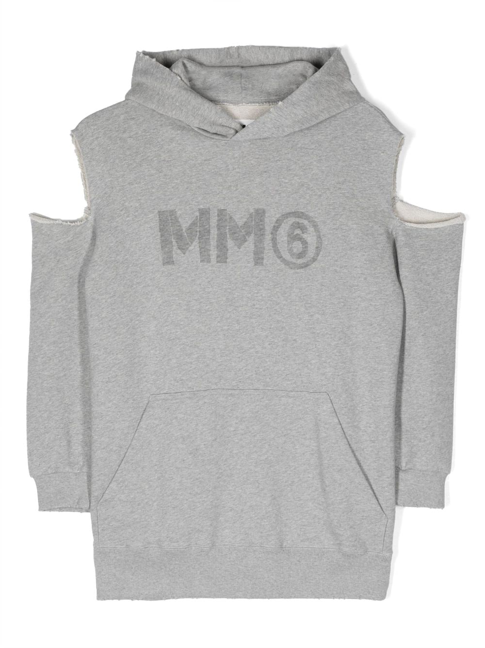 MM6 Maison Margiela Kids logo-print cut-out dress - Grey
