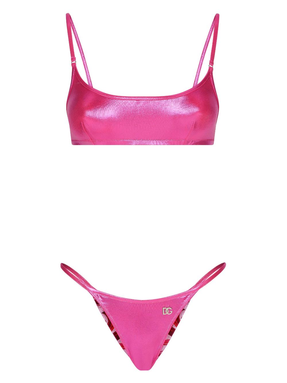 Dolce & Gabbana high-shine bikini set - Pink