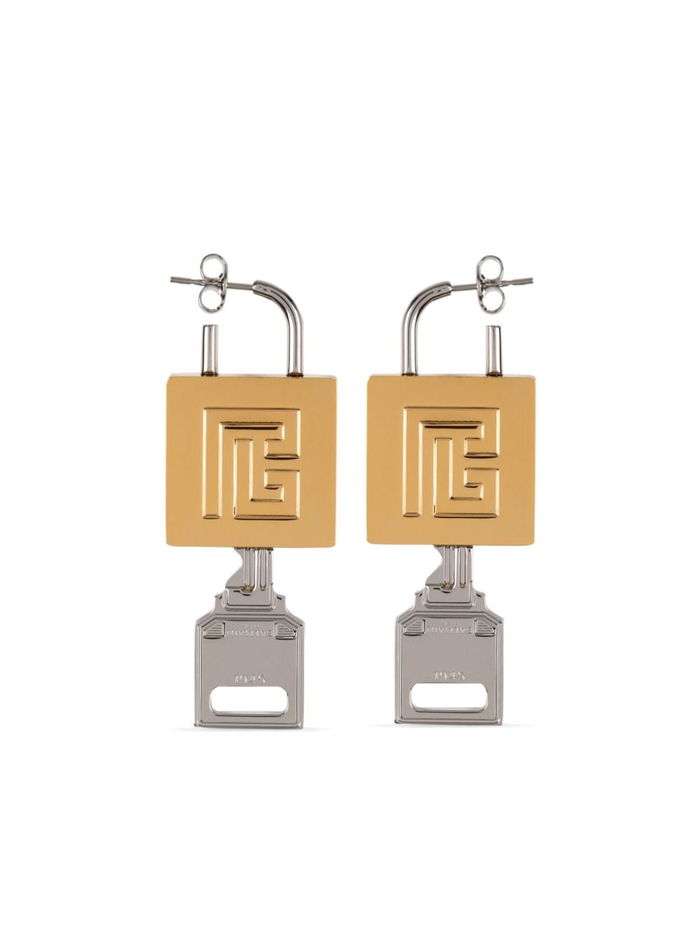 Balmain engraved-logo drop earrings - Gold