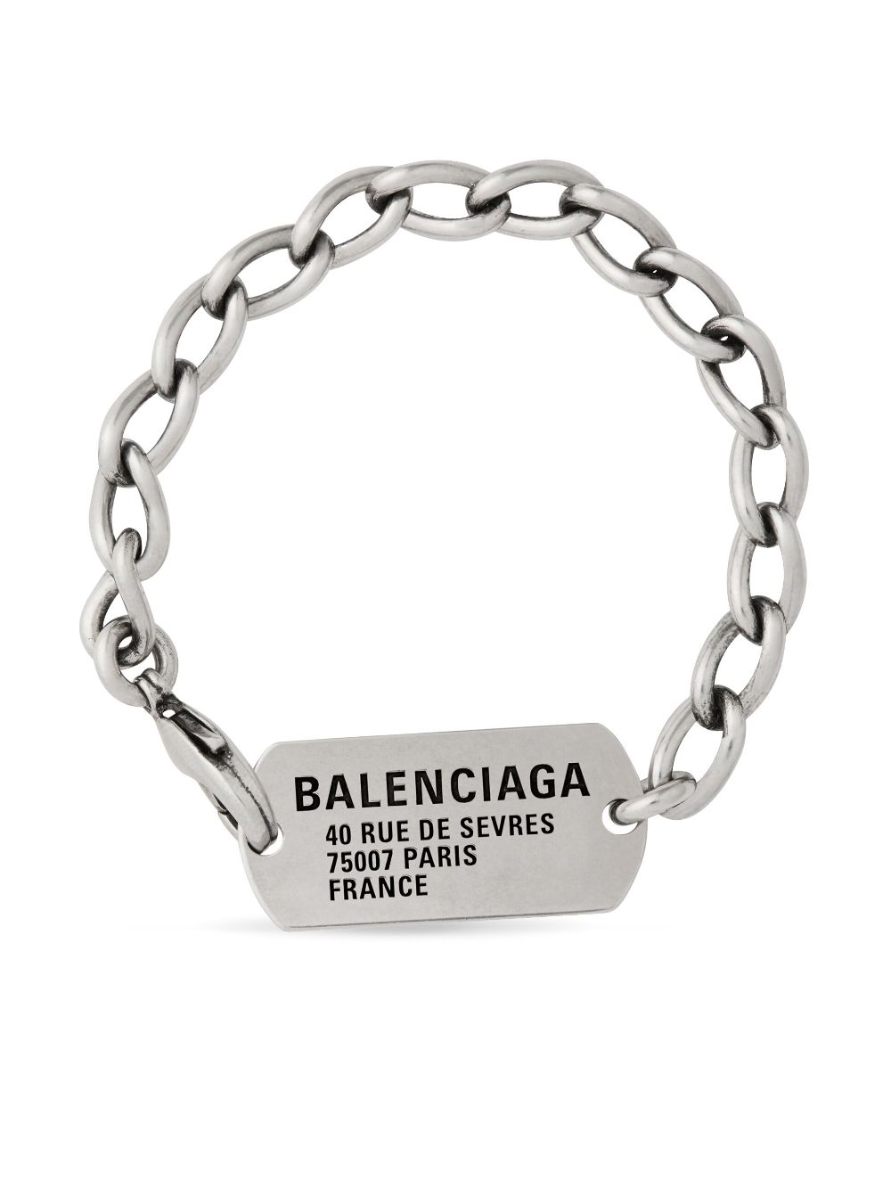 Balenciaga logo-tag cable-link bracelet - Silver