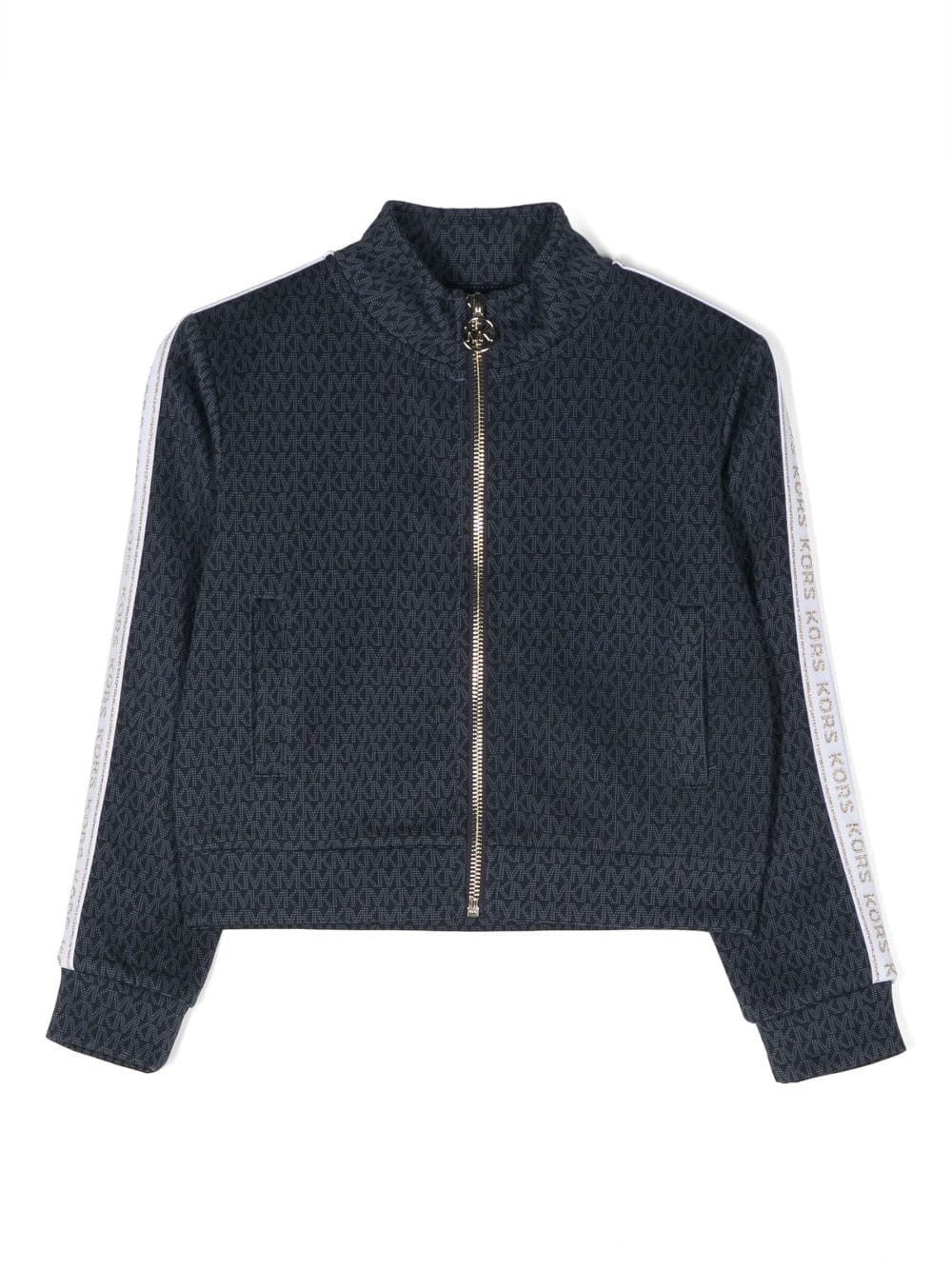 Michael Kors Kids monogram-print zipped cardigan - Blue