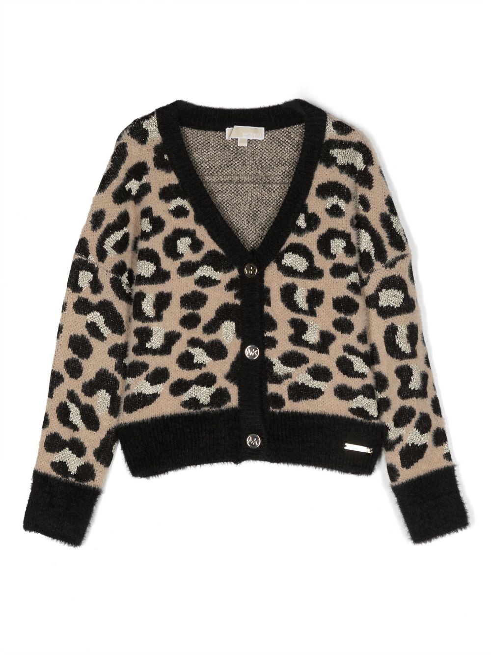 Michael Kors Kids leopard-print buttoned knit cardigan - Black