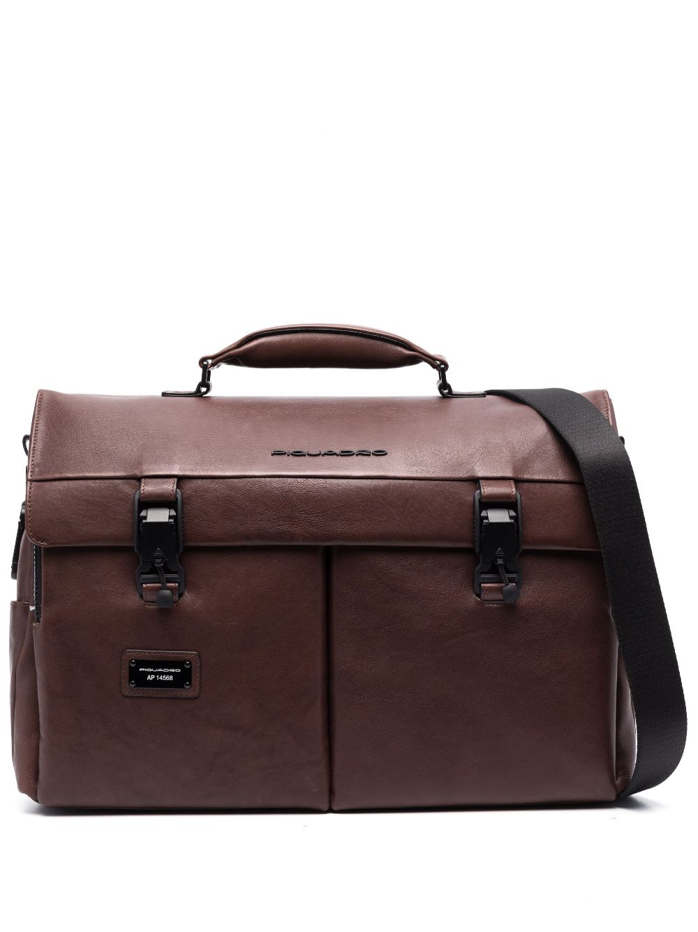PIQUADRO embossed-logo detail shoulder bag - Brown