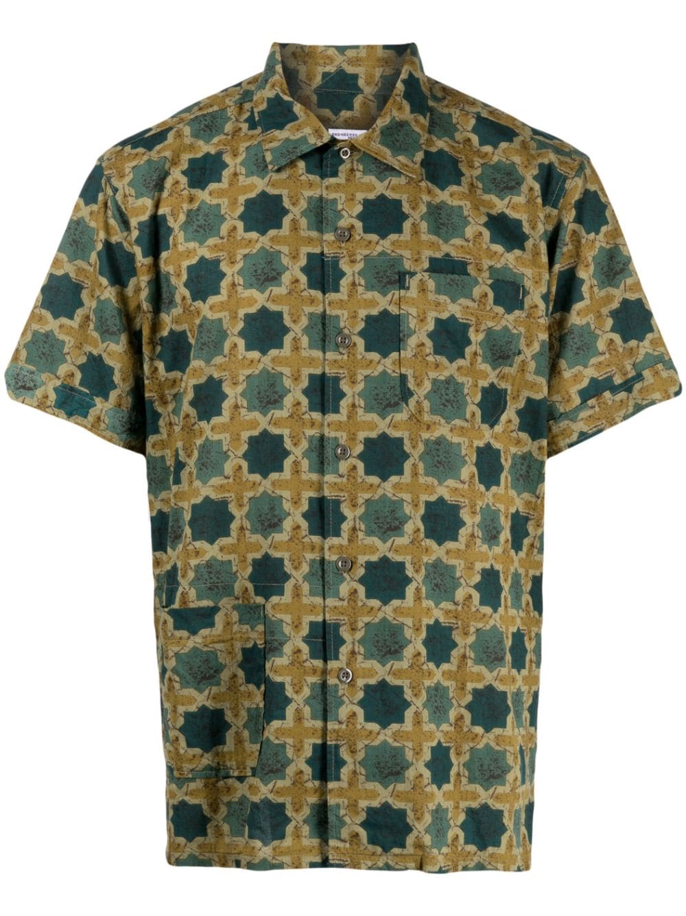 Engineered Garments zalij-pattern cotton shirt - Blue