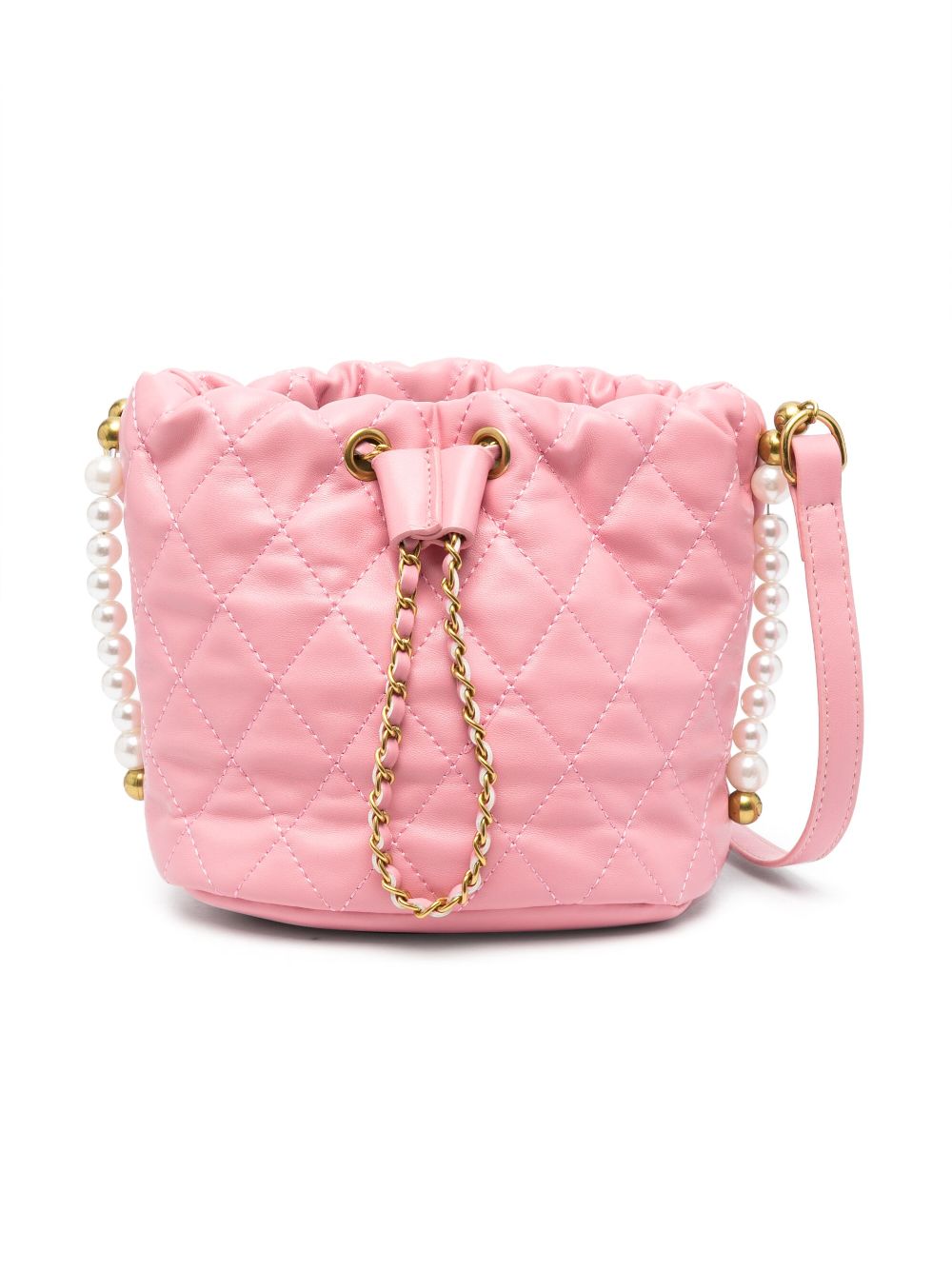 Monnalisa diamond-quilted bucket bag - Pink