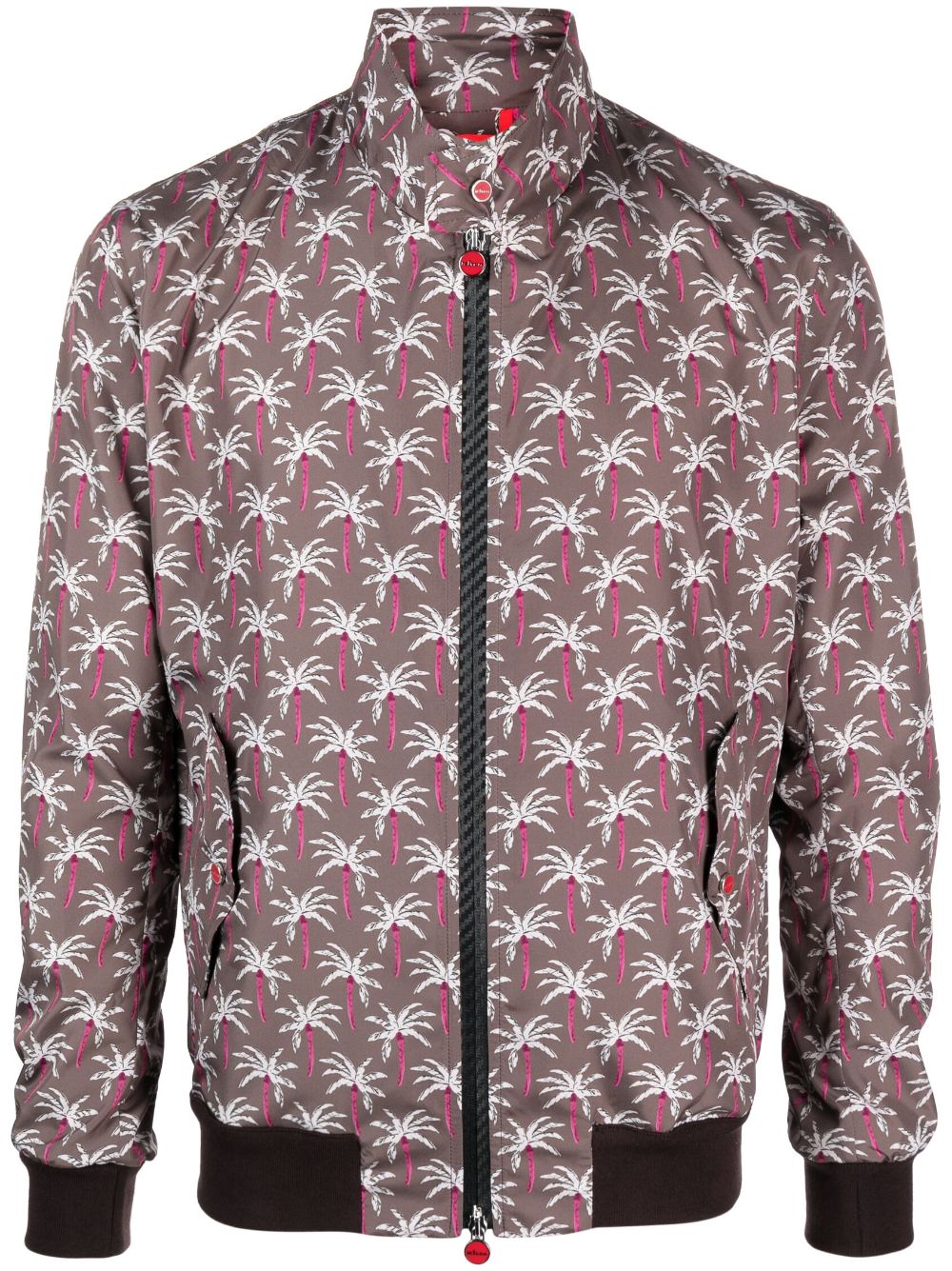 Kiton palm tree-print bomber jacket - Brown