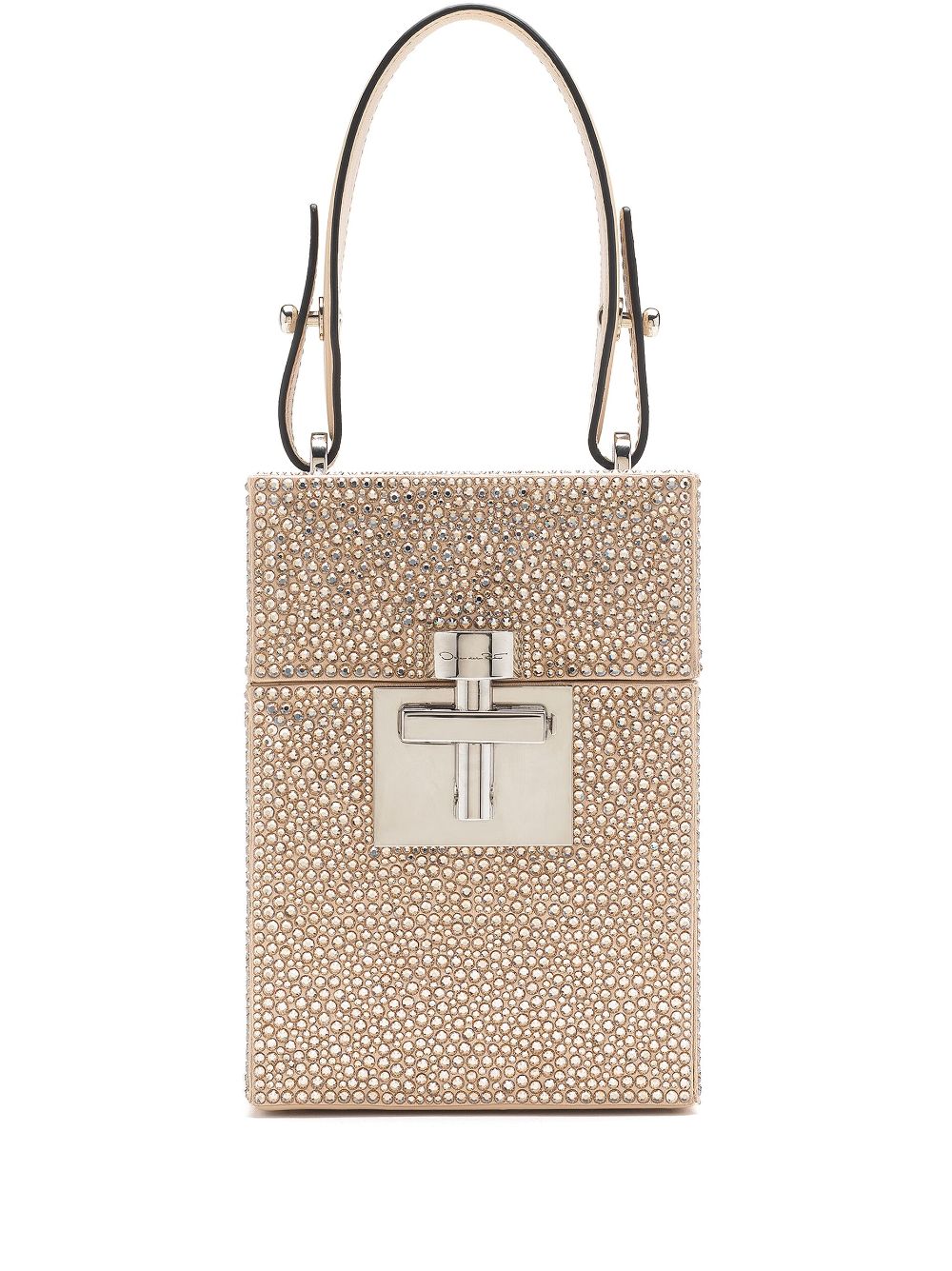 Oscar de la Renta Crystal pave alibi cube bag - Neutrals