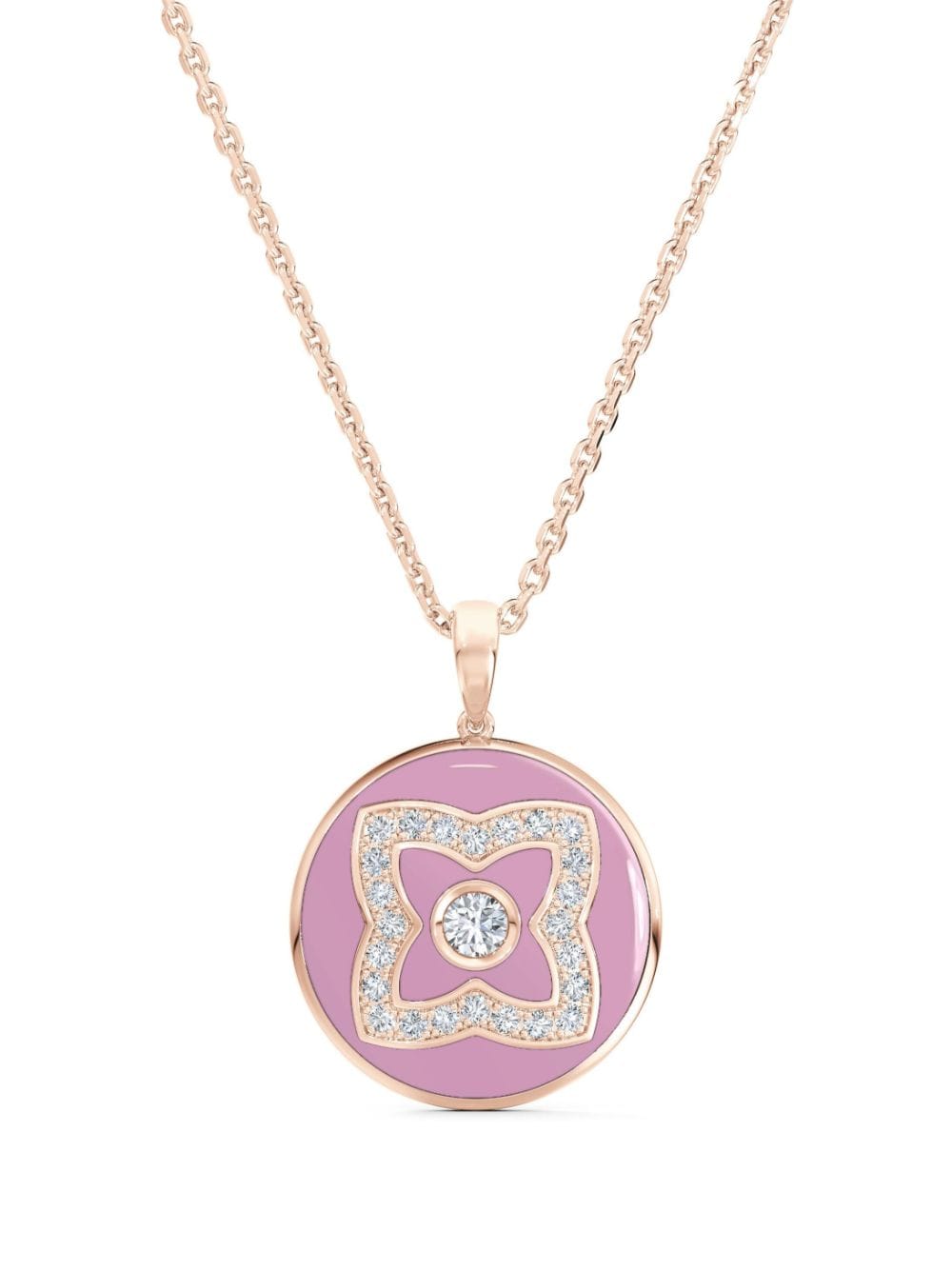 De Beers Jewellers 18kt rose gold Enchanted Lotus diamond and enamel necklace - Pink