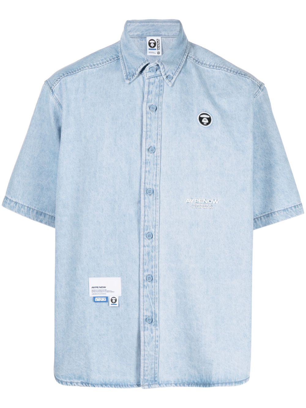 AAPE BY *A BATHING APE® chambray logo-appliqué shirt - Blue