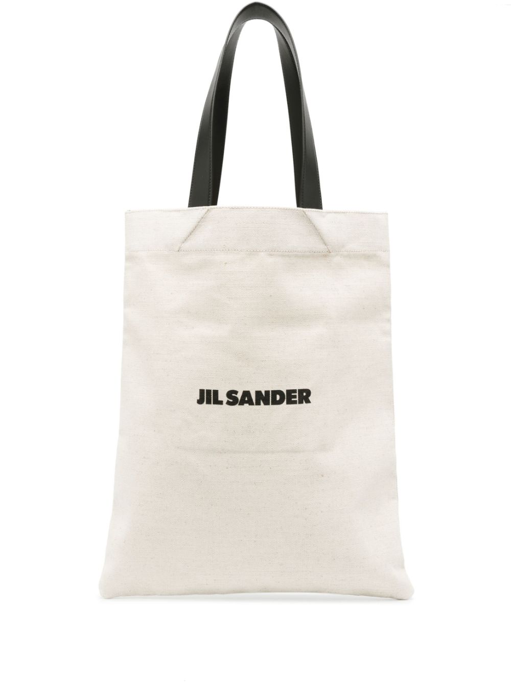 Jil Sander logo-print canvas tote bag - Neutrals