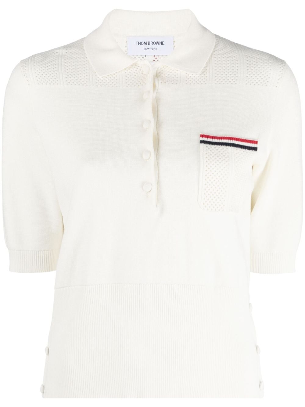 Thom Browne RWB-stripe polo shirt - White