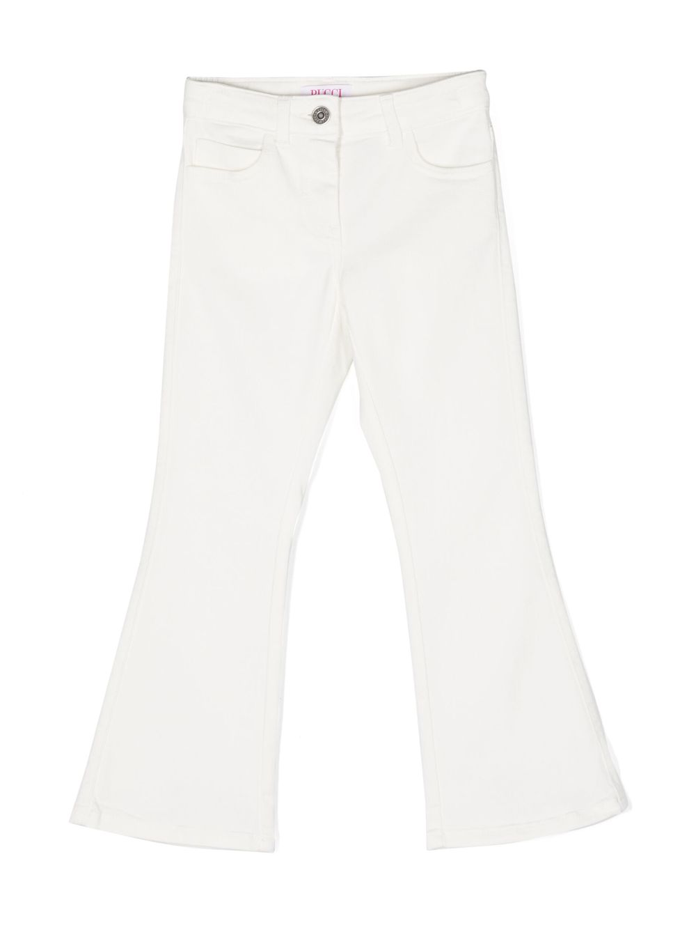 PUCCI Junior Iride patch flared jeans - White