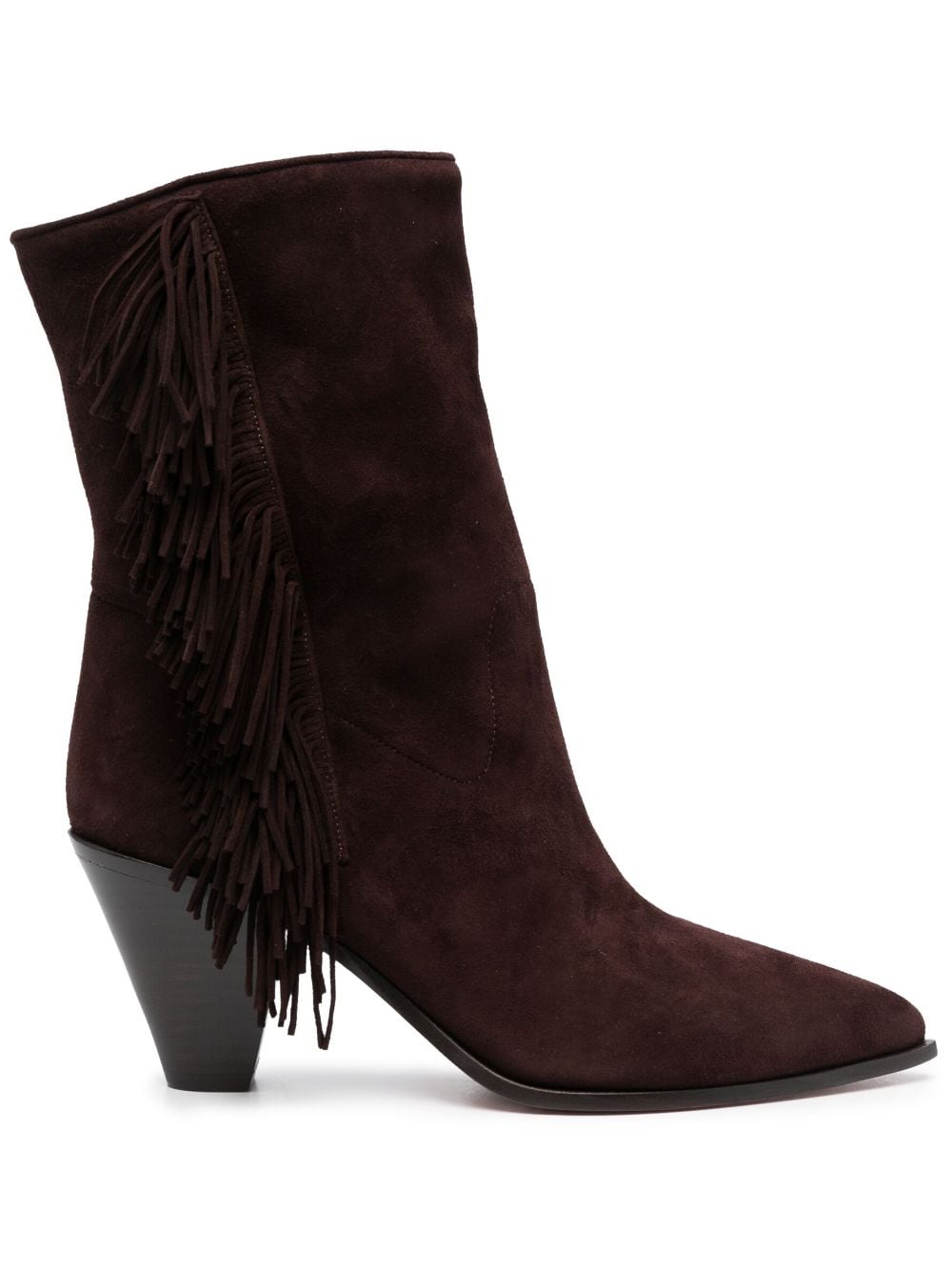 Aquazzura Marfa 70mm fringed suede boots - Brown