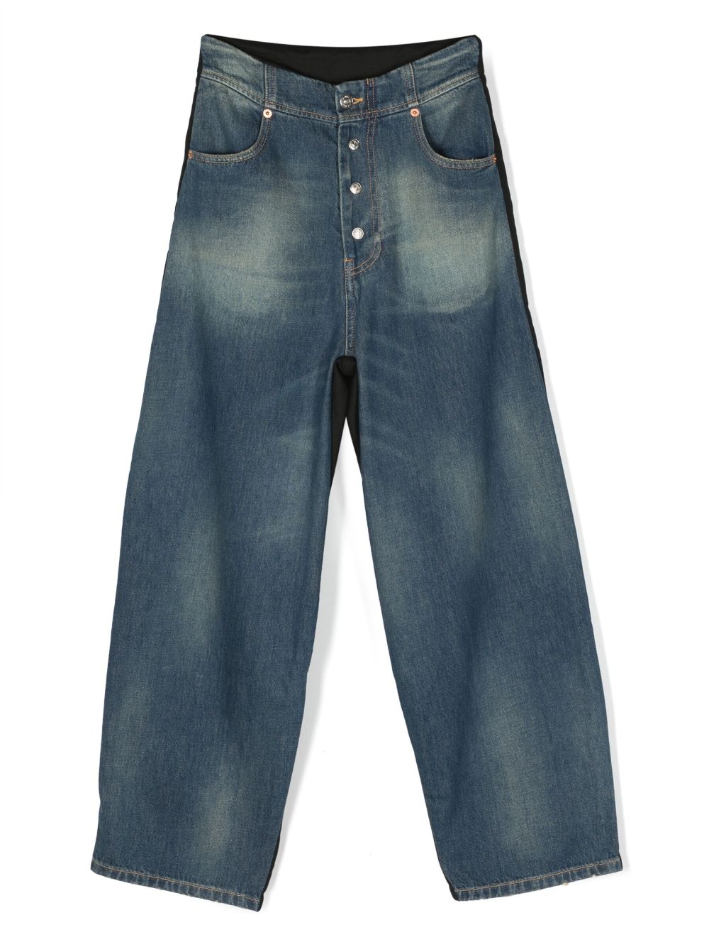 MM6 Maison Margiela Kids panelled straight-leg jeans - Black