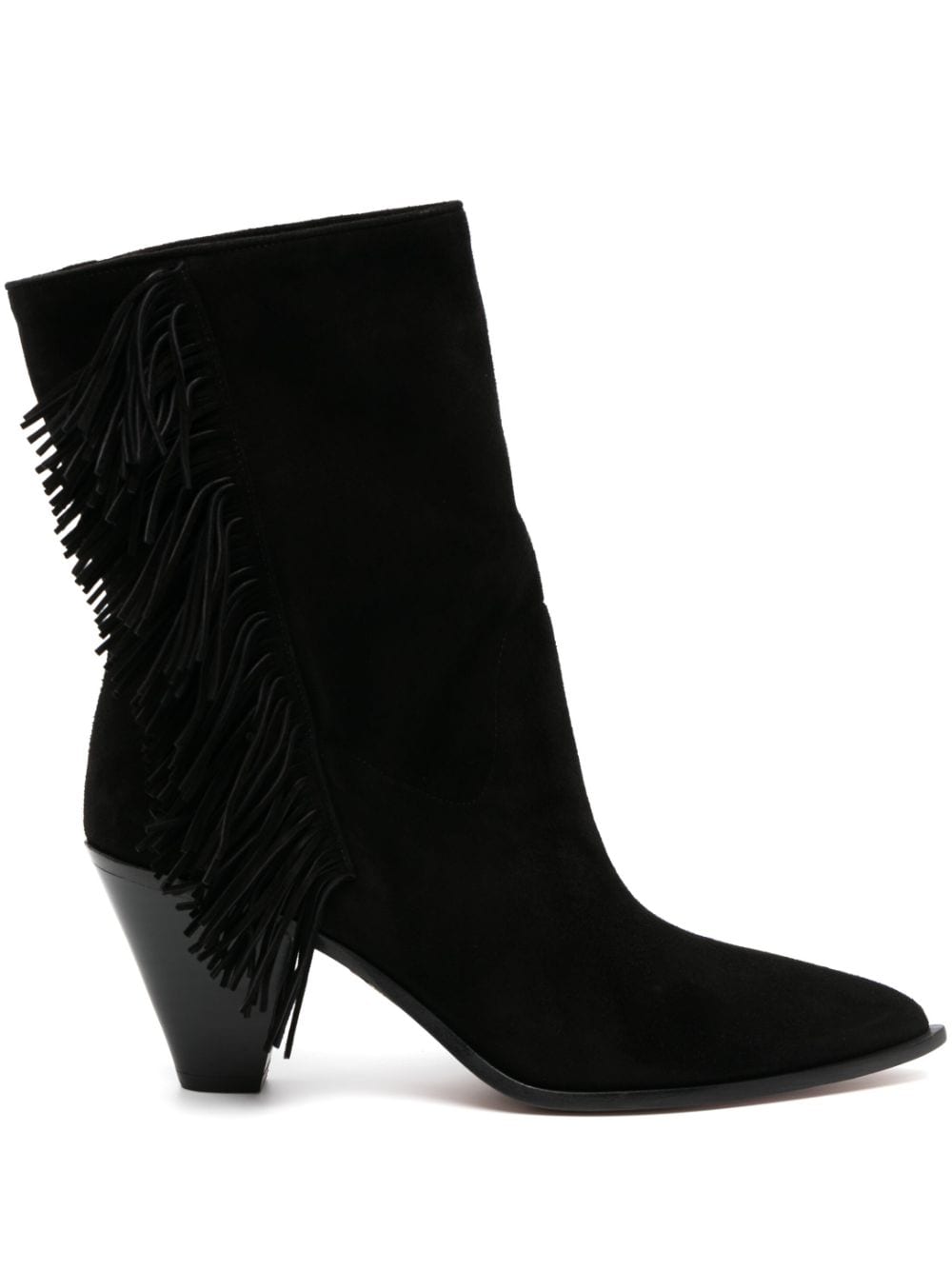 Aquazzura 75mm fringe-detail ankle boots - Black